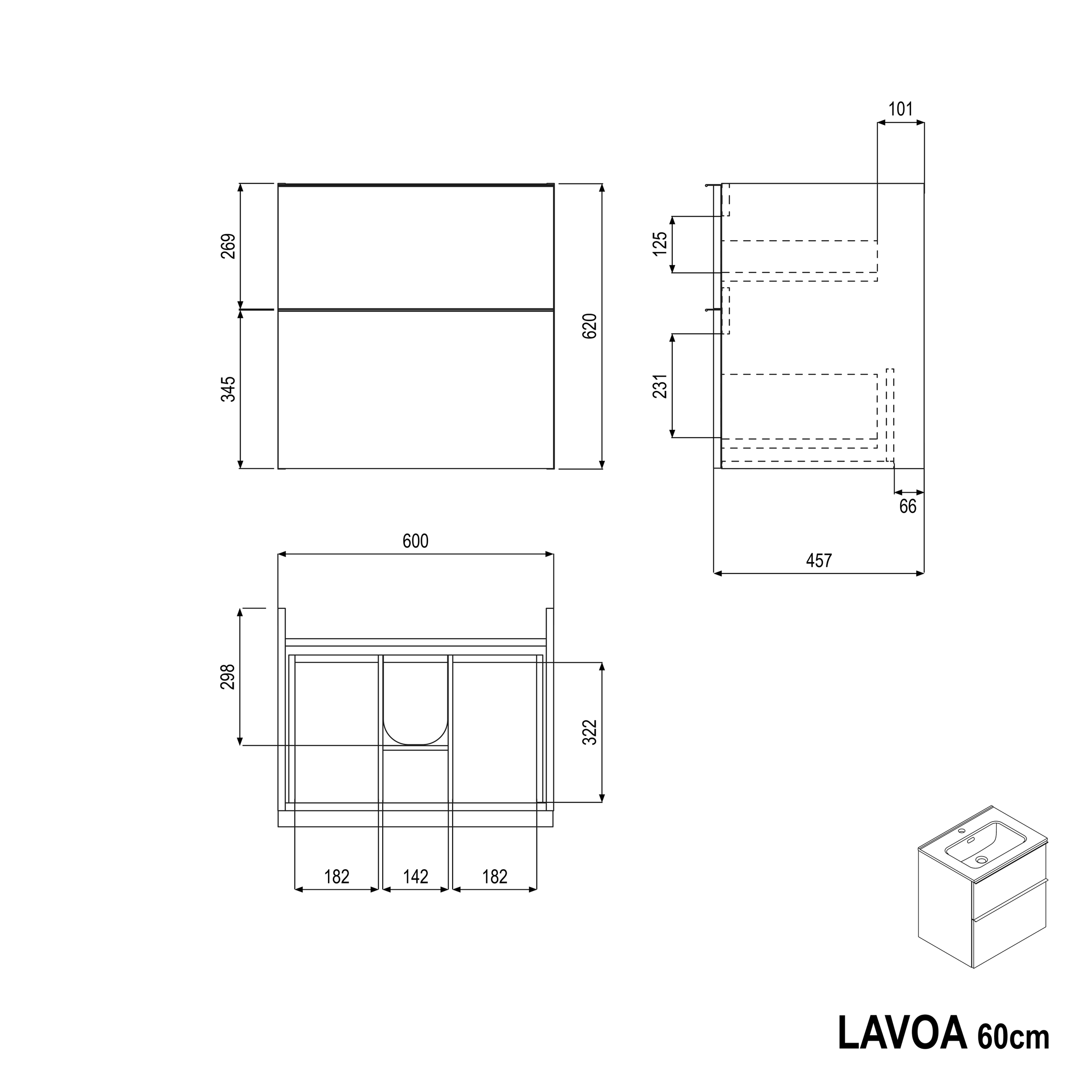 Tvättställsskåp LAVOA 60 cm