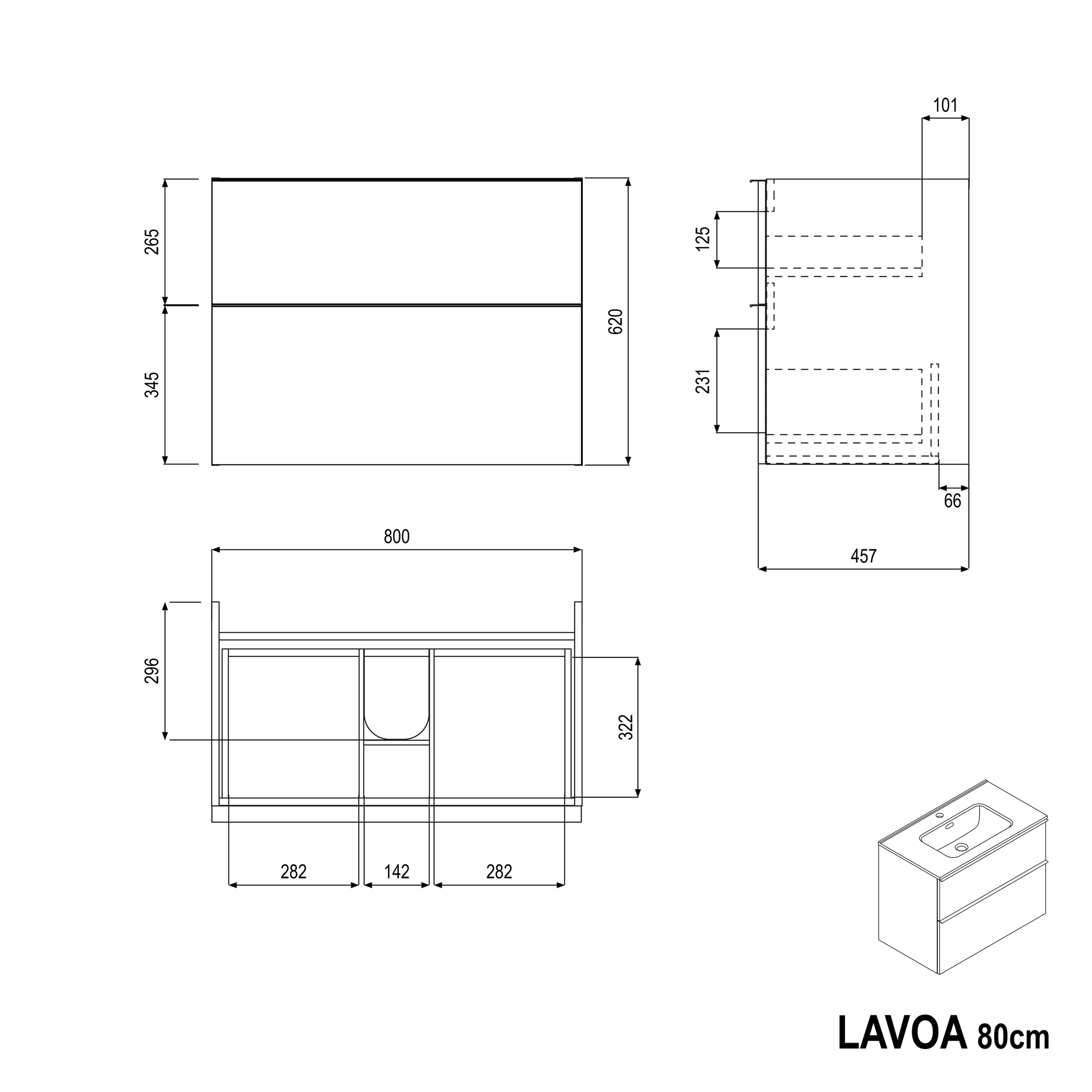 Tvättställsskåp LAVOA 80 cm