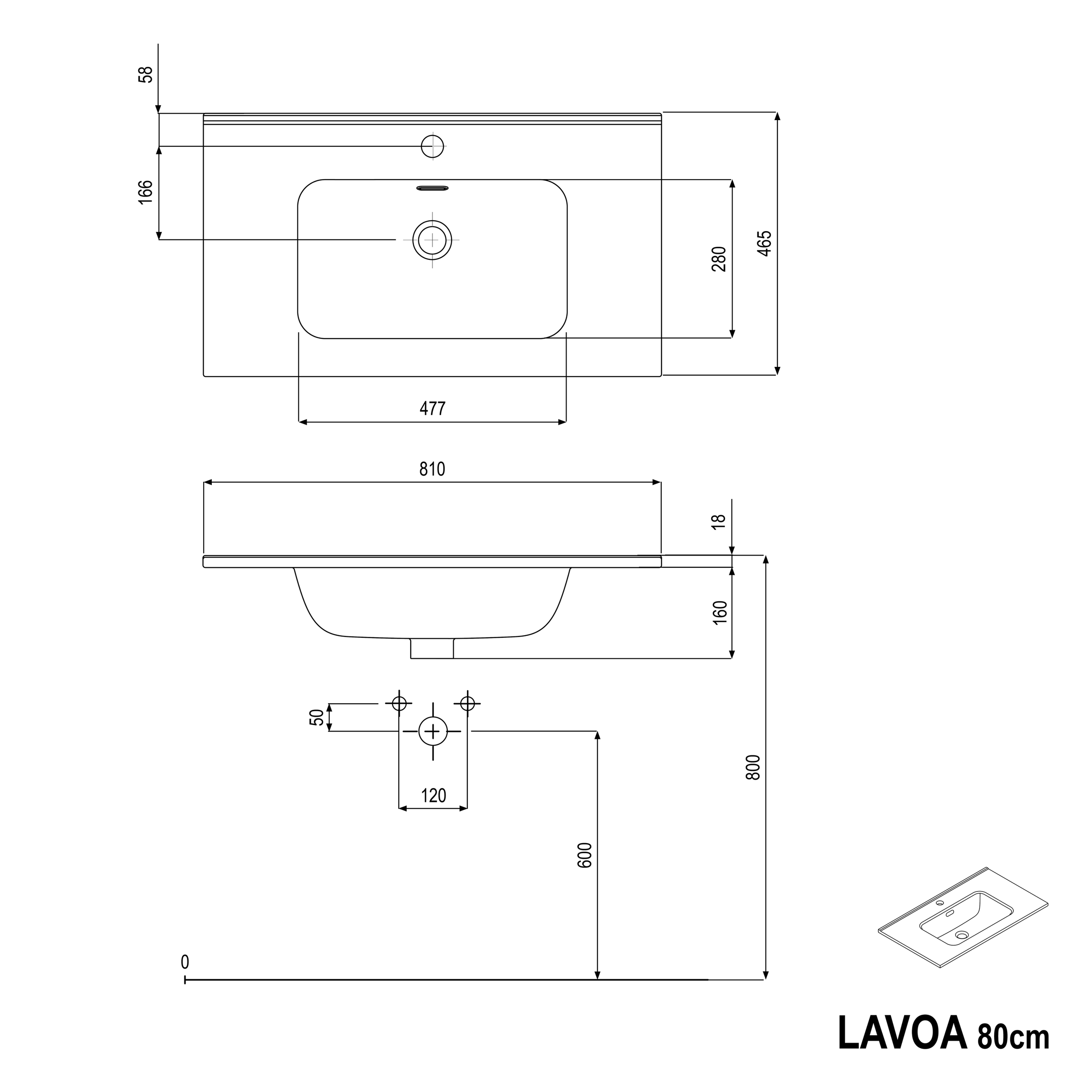 Tvättställsskåp LAVOA 80 cm