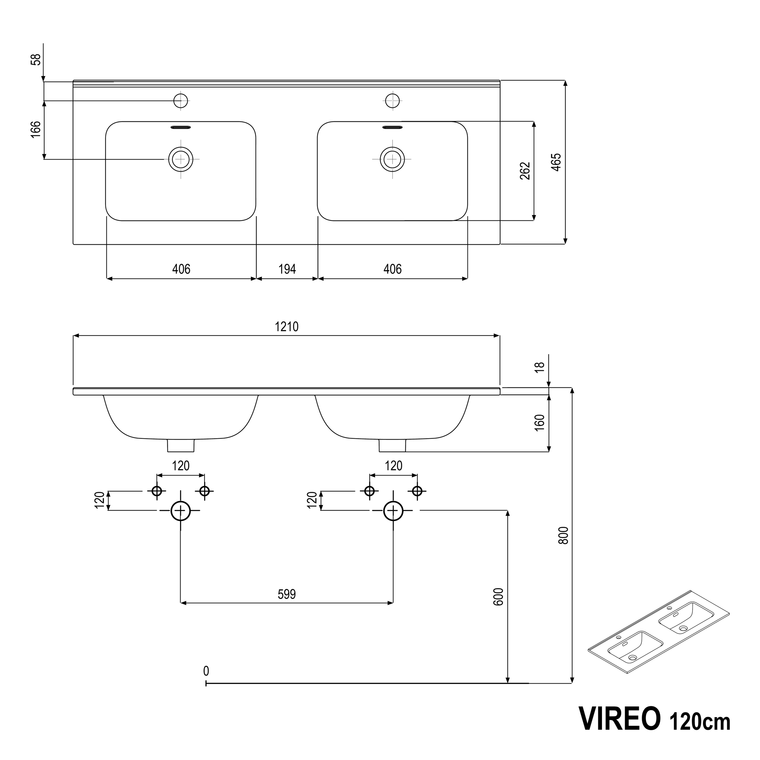 VIREO 120 cm underskåp