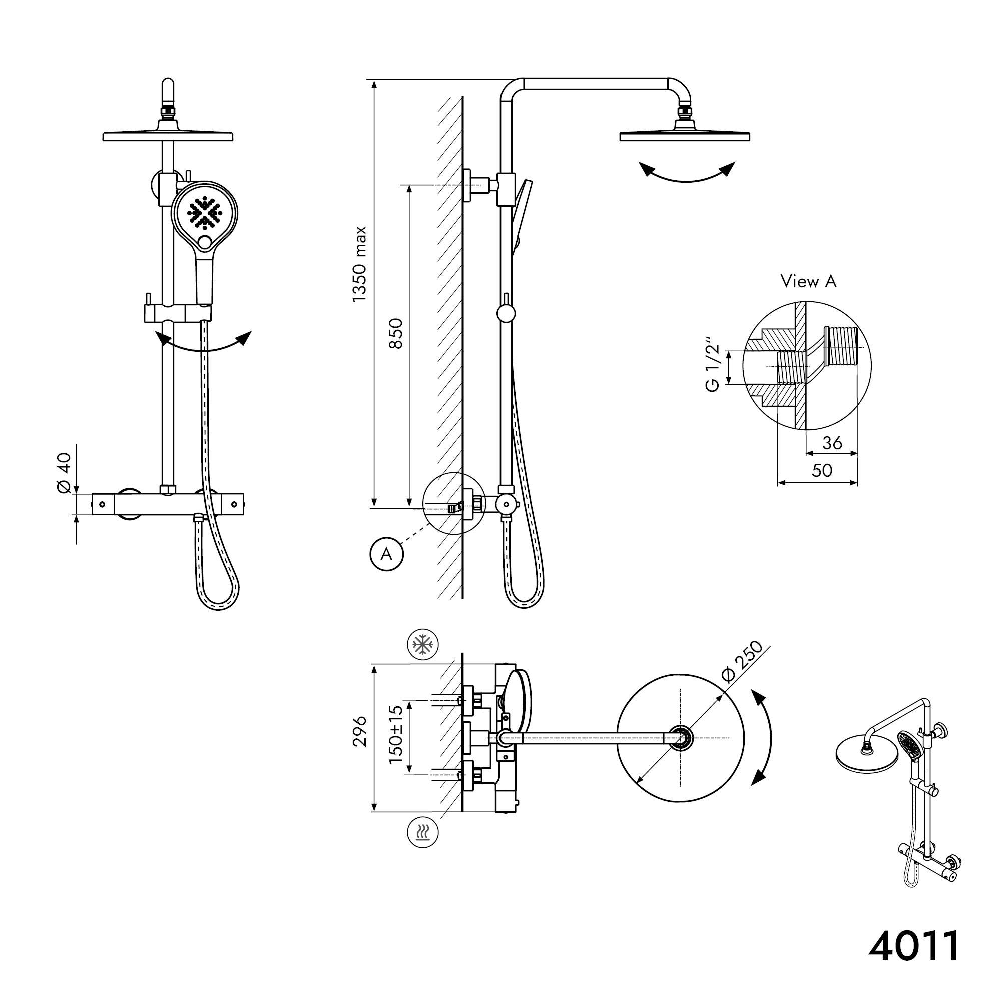 Design duschpelare termostat 4011 BASIC