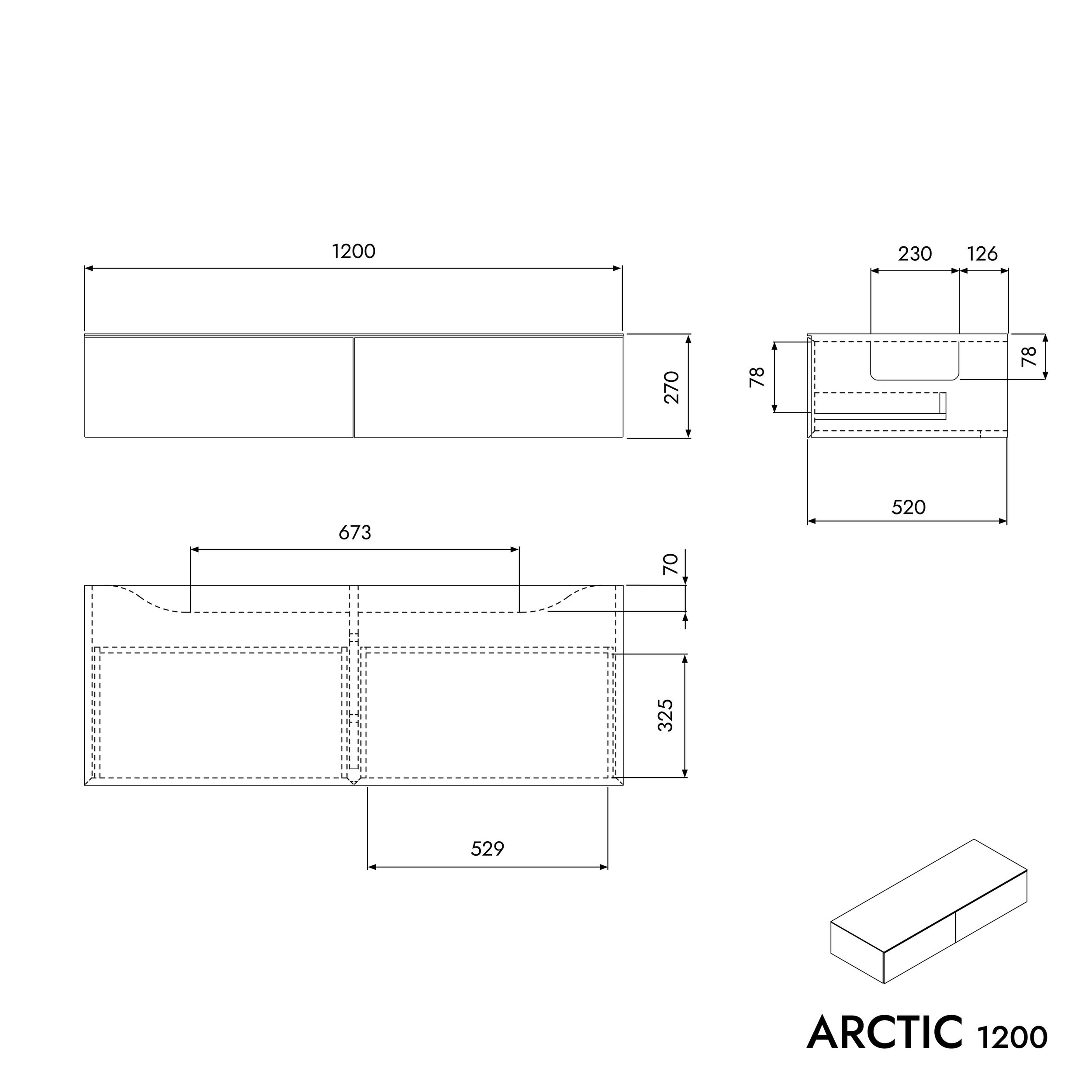 Tvättställsunderdel ARCTIC 1200