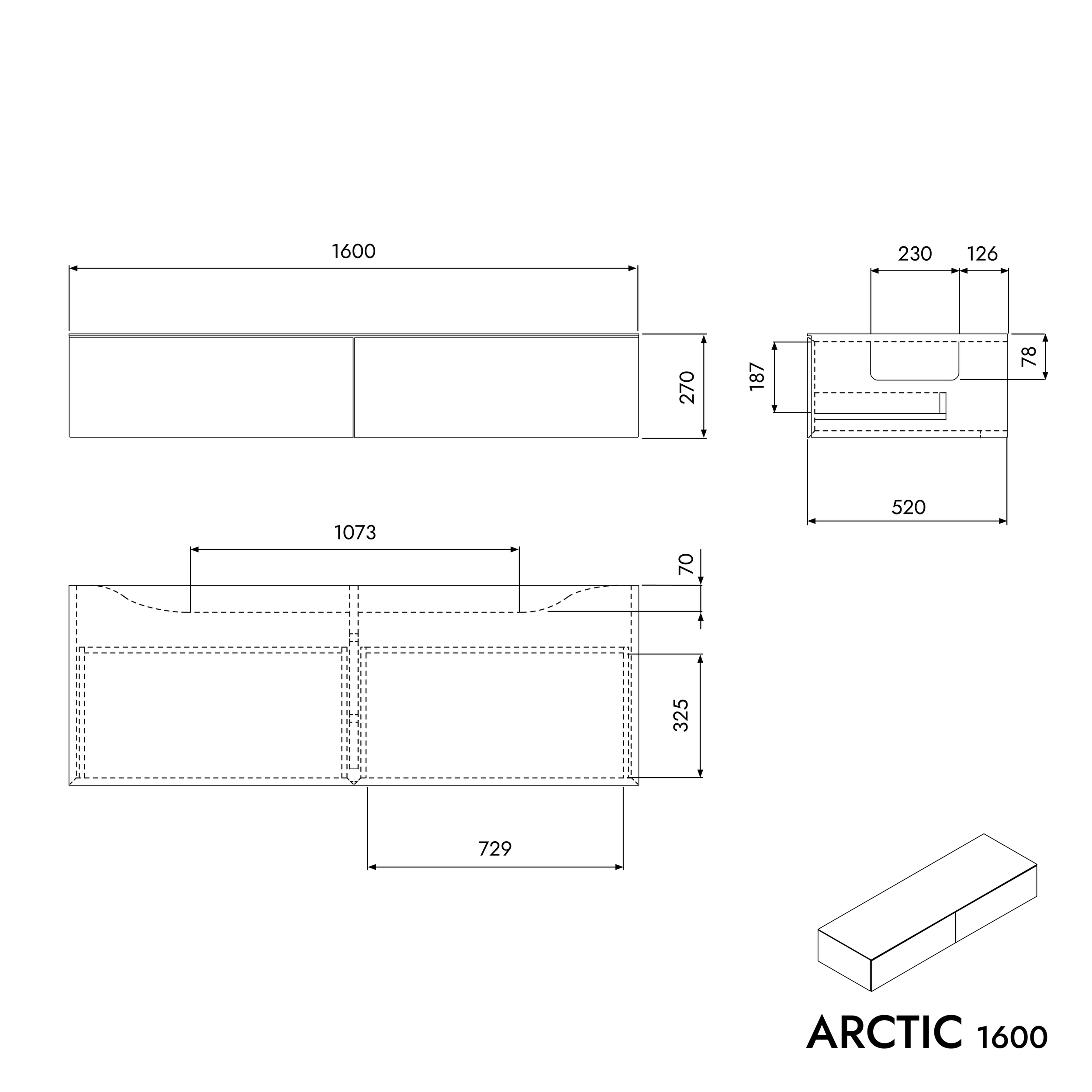 Tvättställsskåp ARCTIC 1600