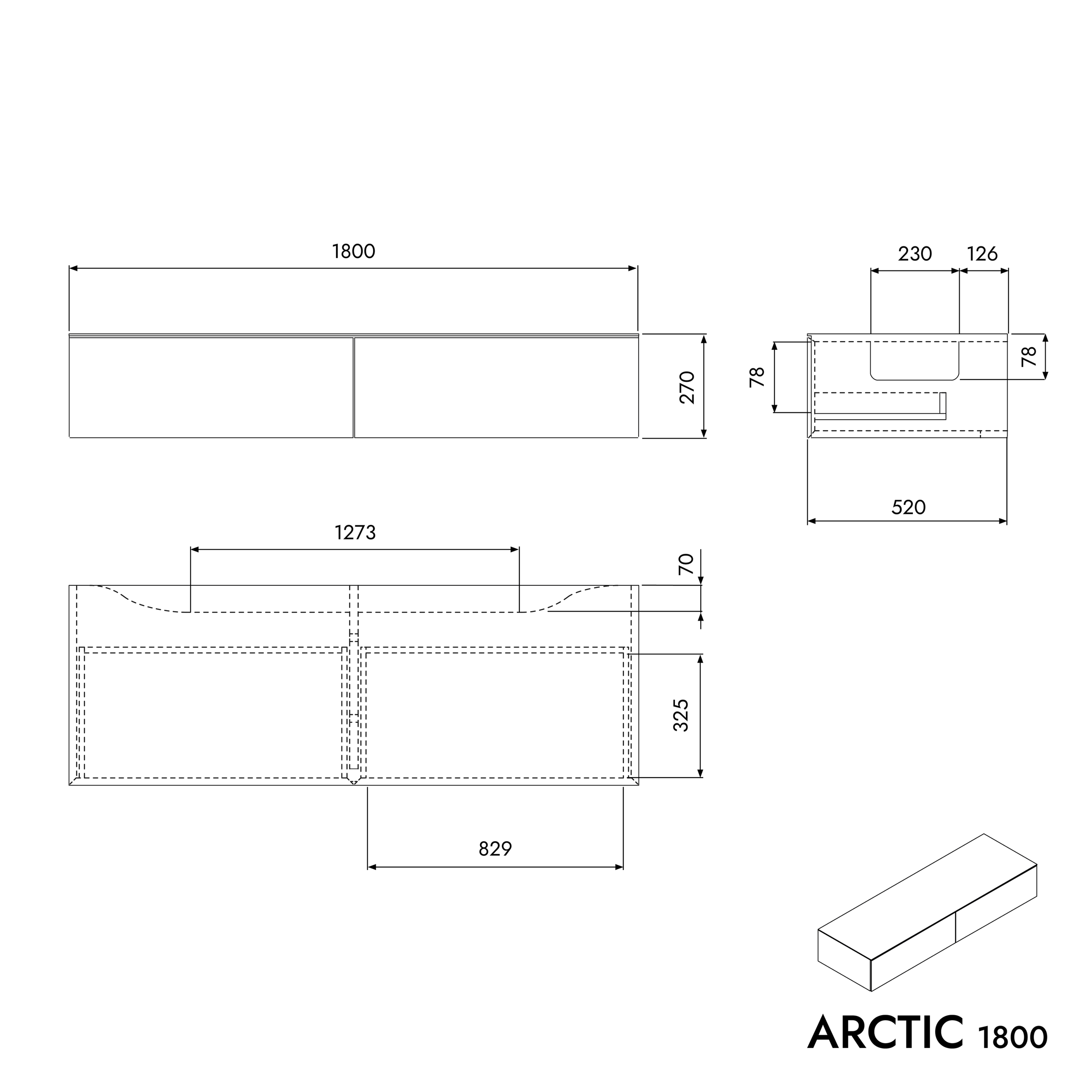 Tvättställsskåp ARCTIC 1800