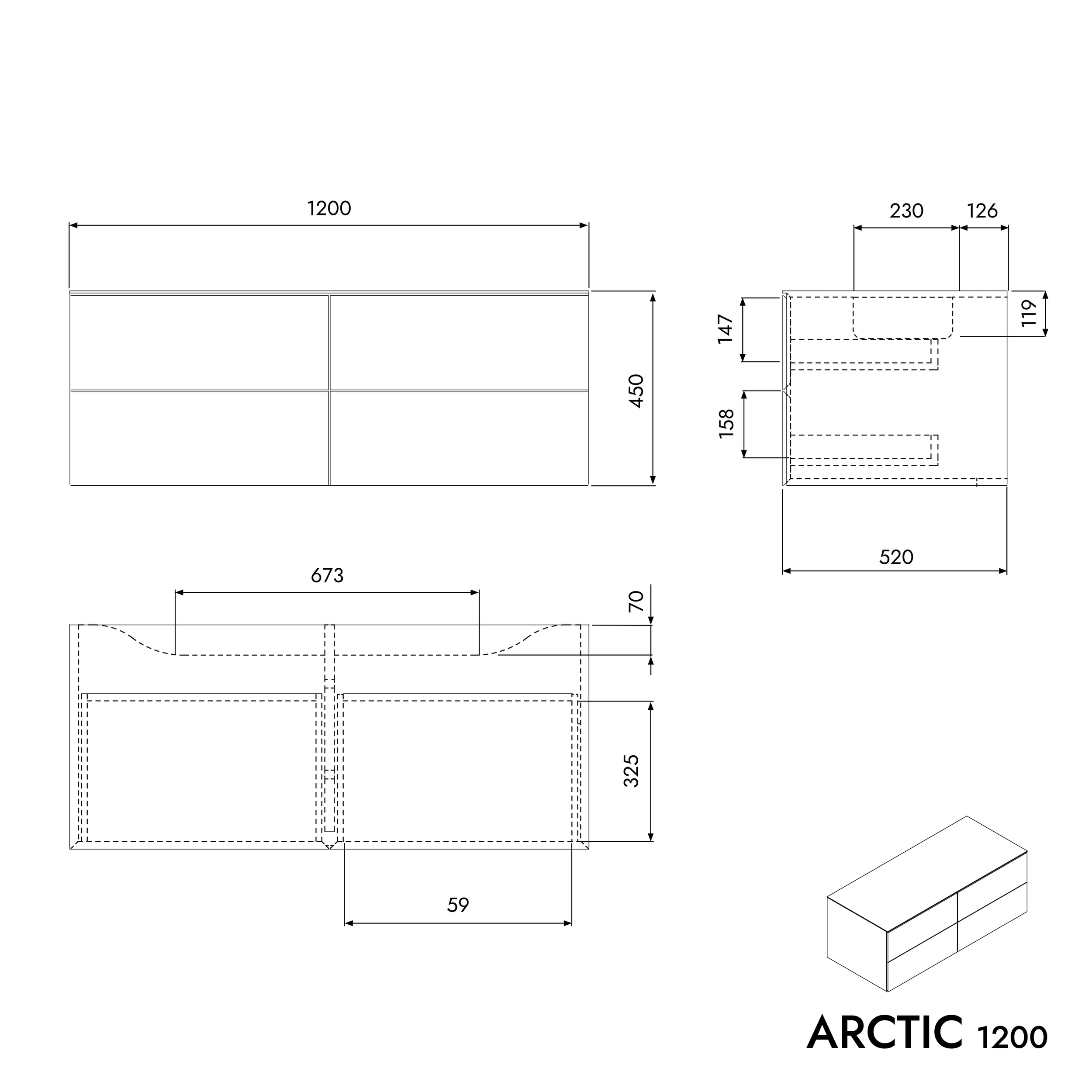 Tvättställsskåp ARCTIC 1200
