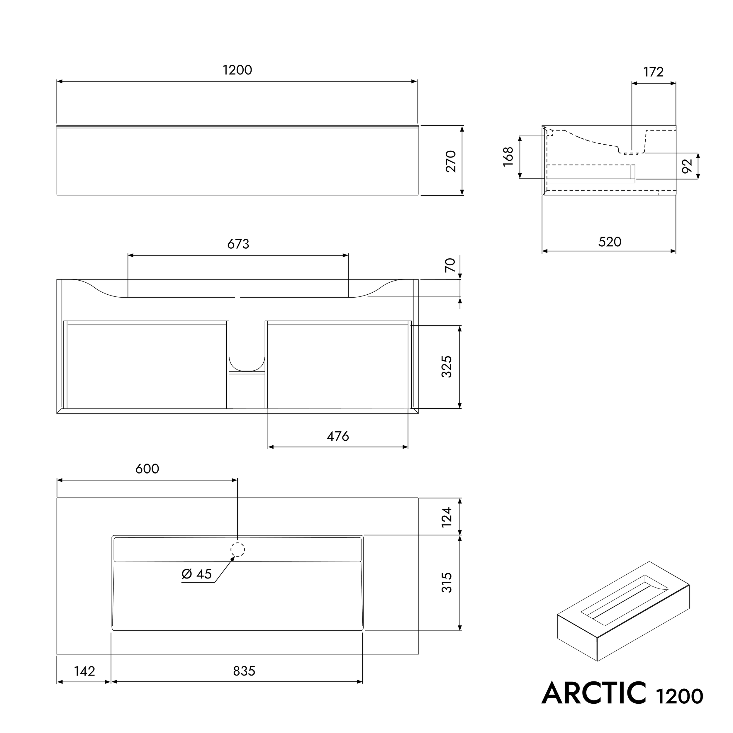 Tvättställsunderskåp ARCTIC 1200