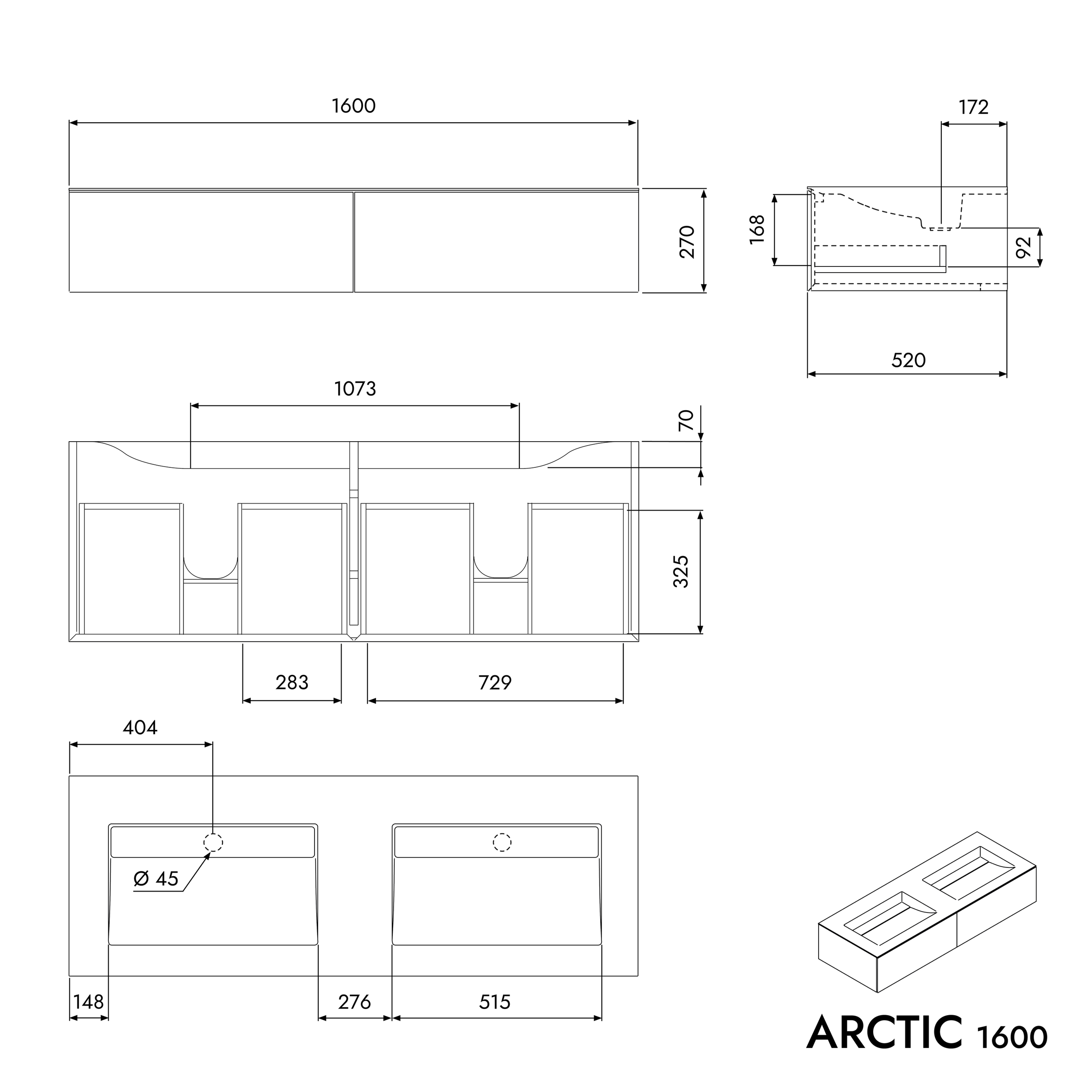 Tvättställsskåp ARCTIC 1600