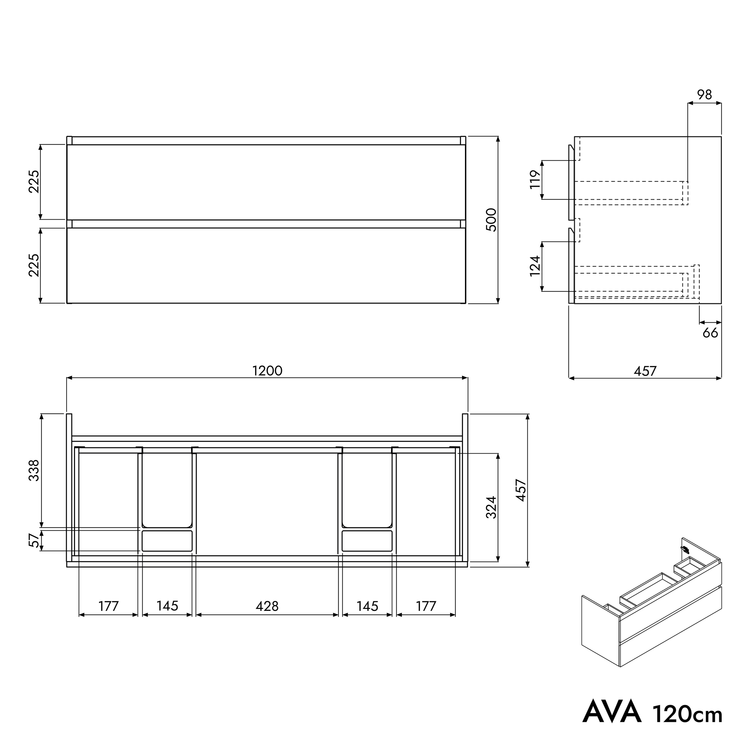 Tvättställsskåp AVA 120 cm