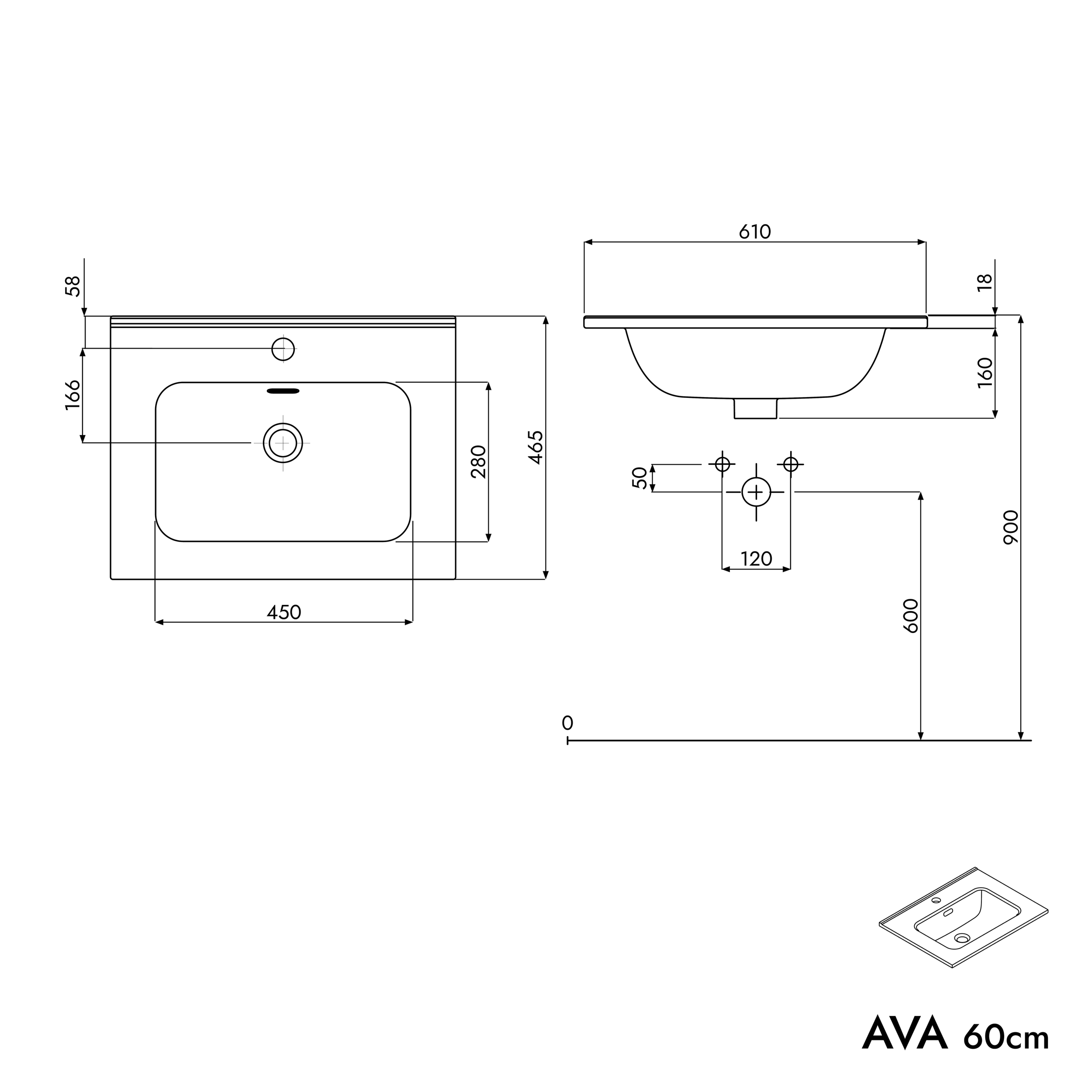 Tvättställsskåp AVA 60 cm