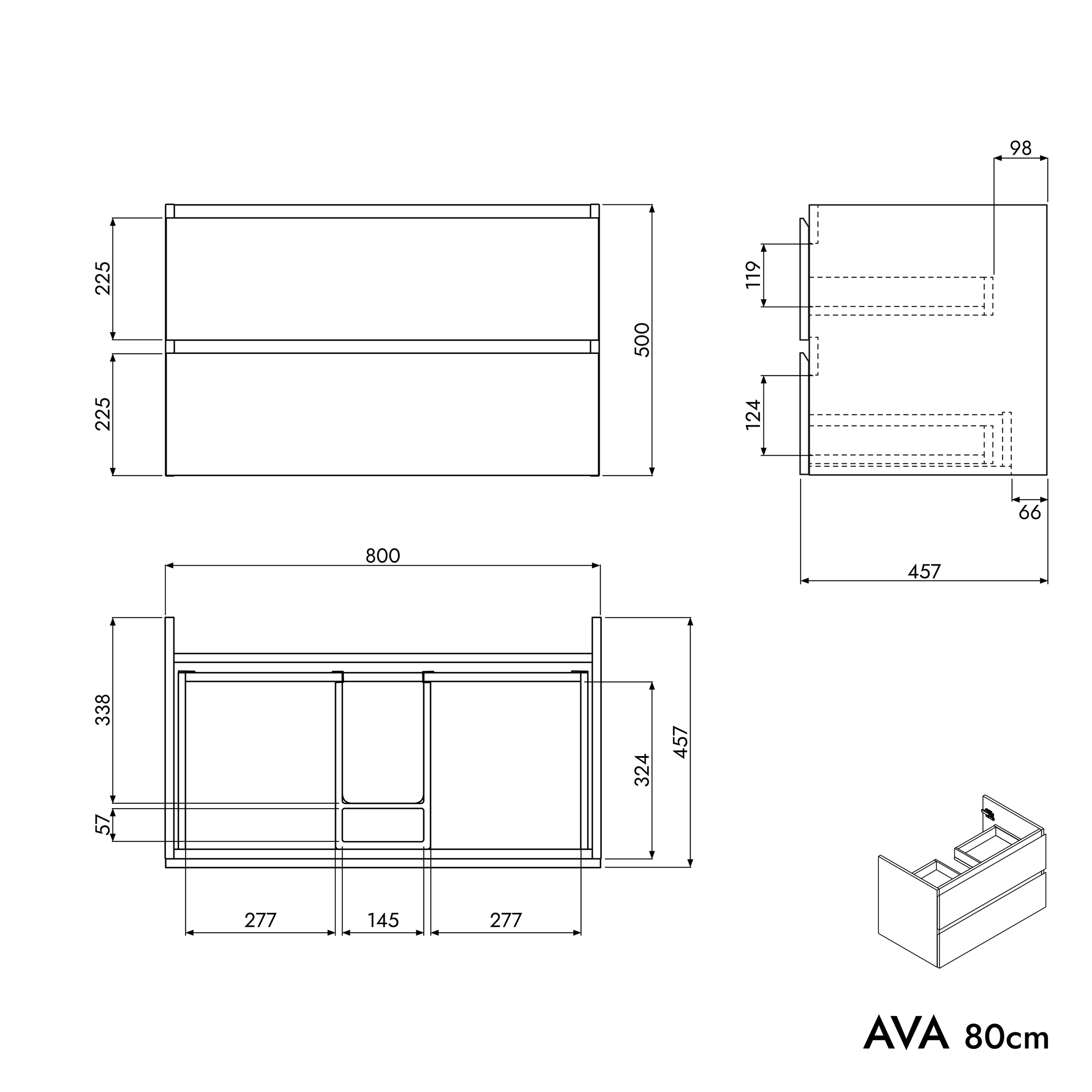 Tvättställsskåp AVA 80 cm