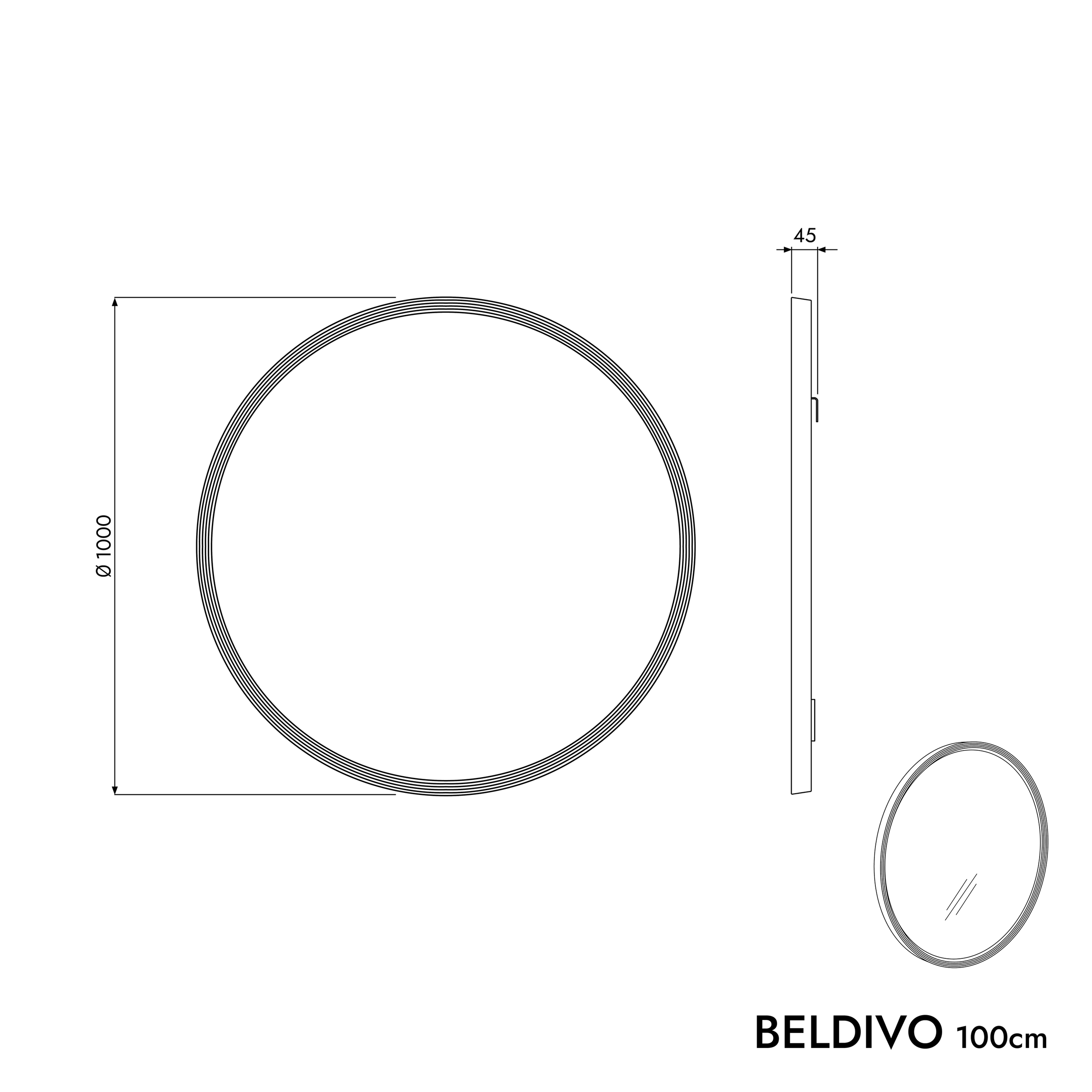 Badrumsmöbelset BELDIVO 100 cm med tvättställ