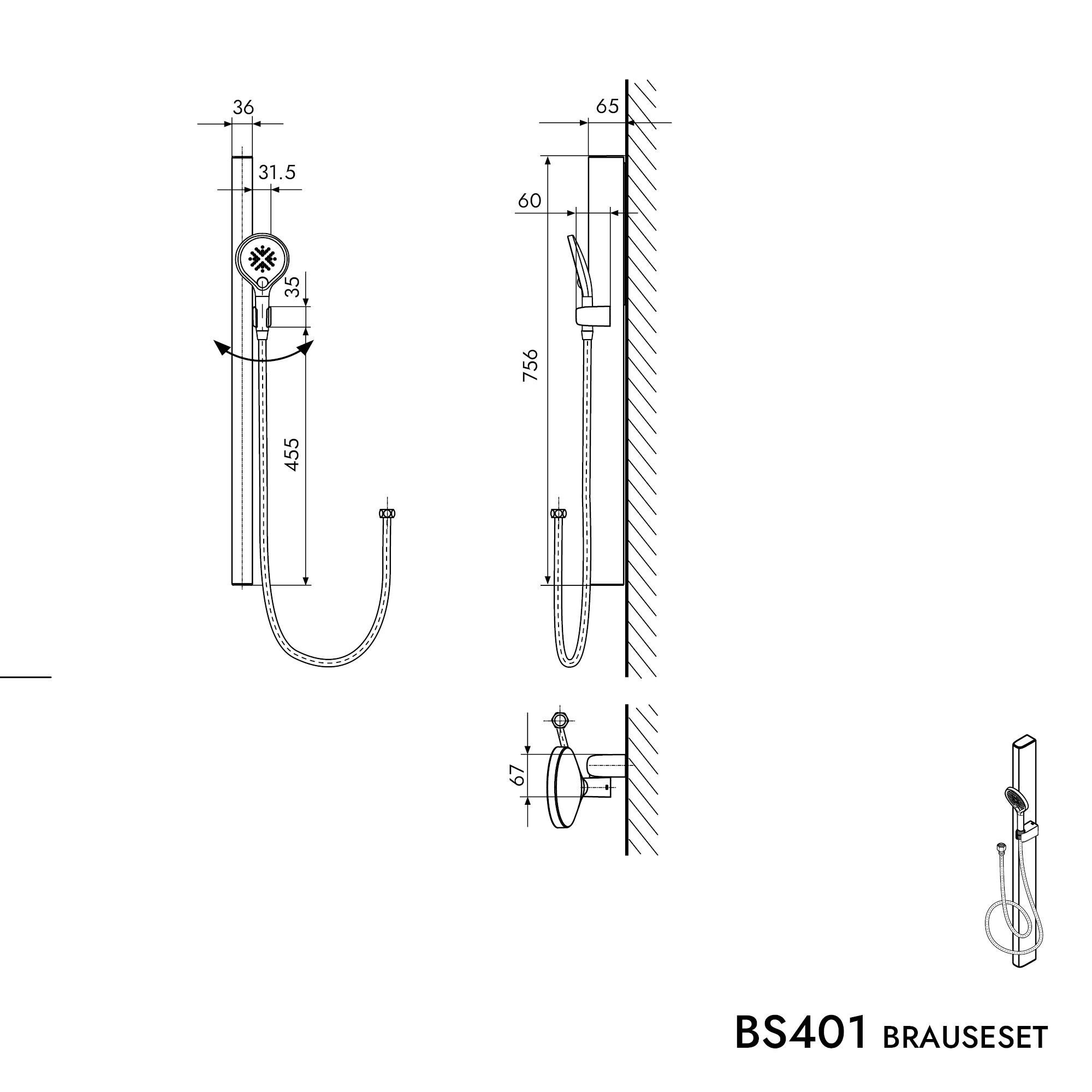 Duschset Duschstång BS401