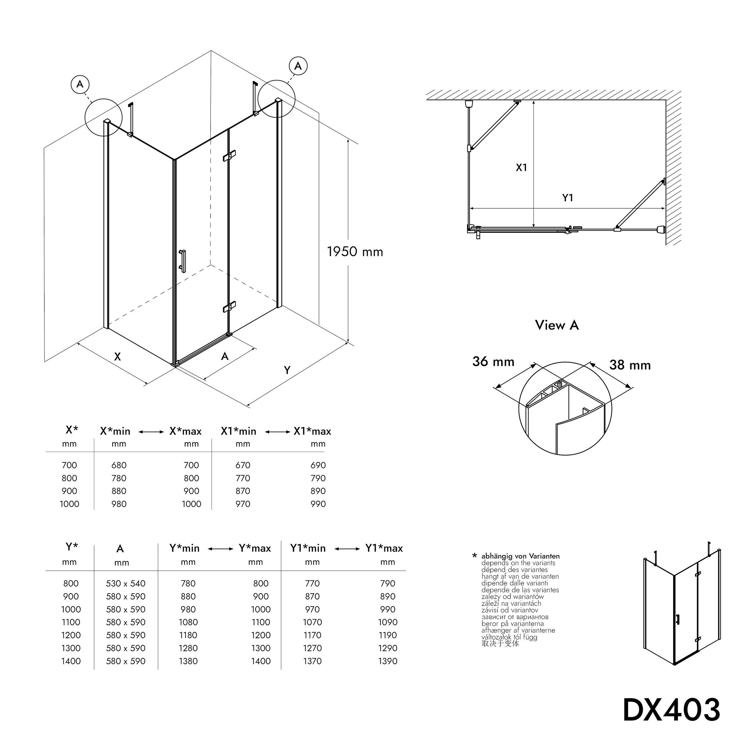 Duschvägg hörndusch DX403