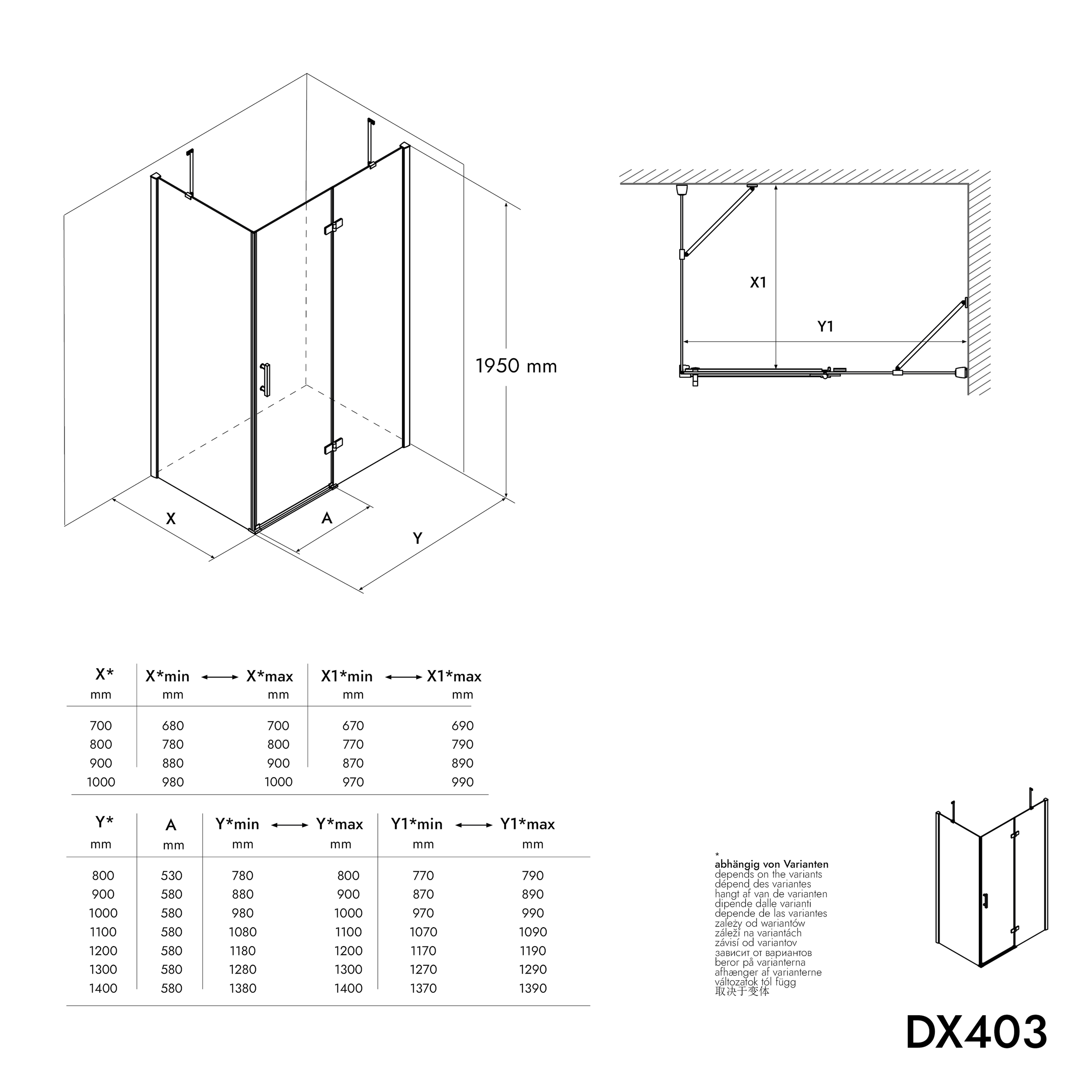 Duschvägg hörndusch DX403