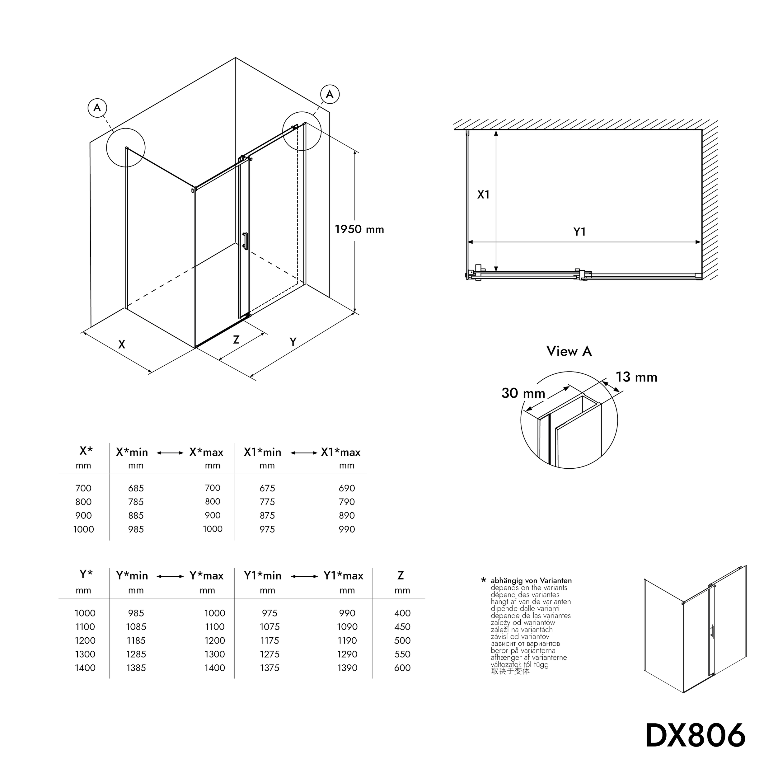 Hörndusch med skjutdörr NT806 FLEX