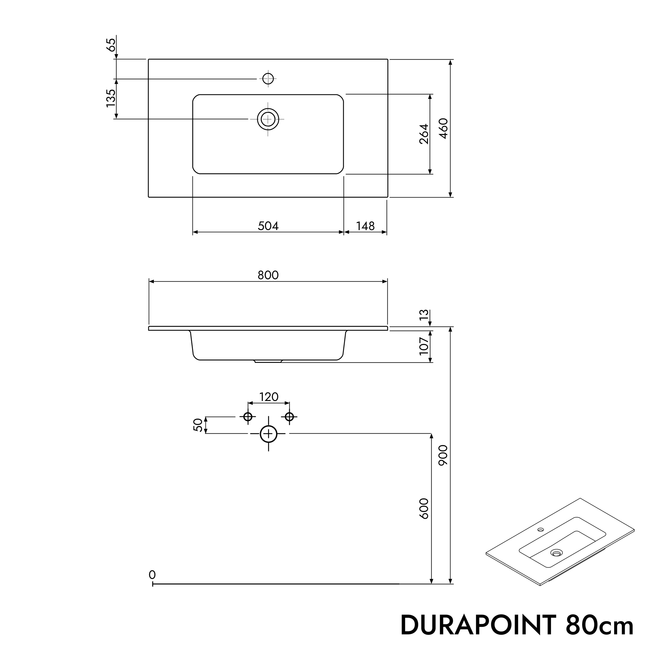 Duravit handfat med tvättställsskåp TIM 80 cm