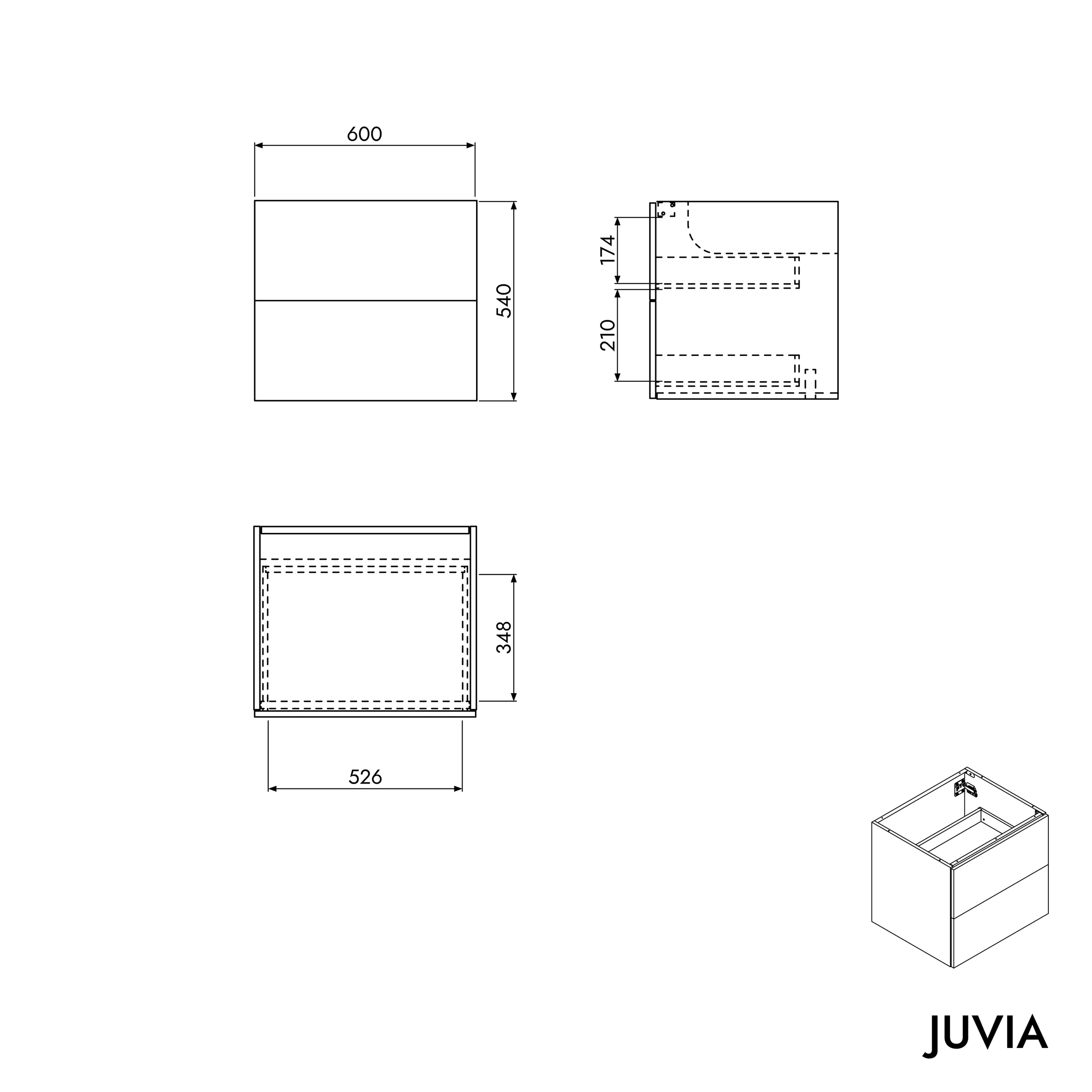 Tvättställsskåp JUVIA Shift 120 cm till 160 cm