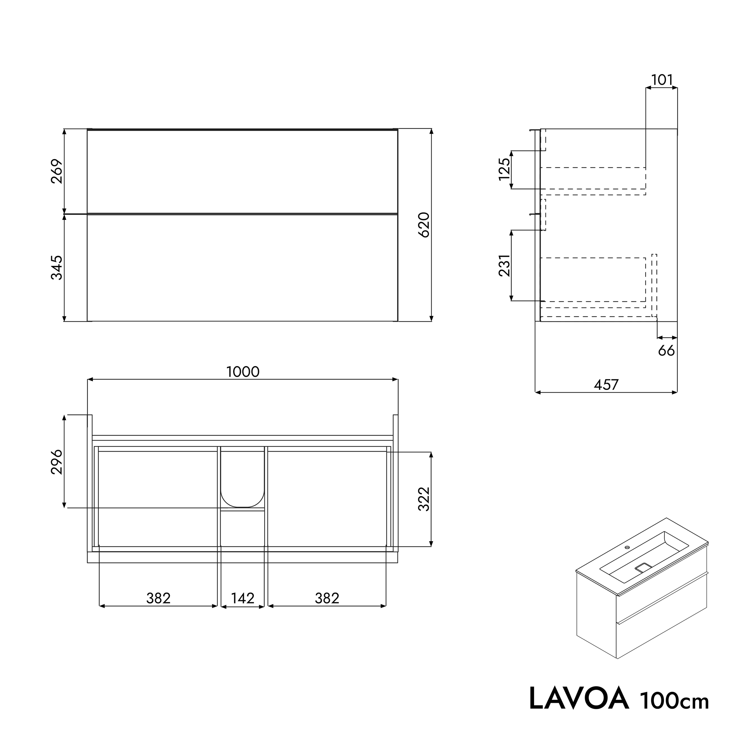 Underskåp LAVOA 100 cm