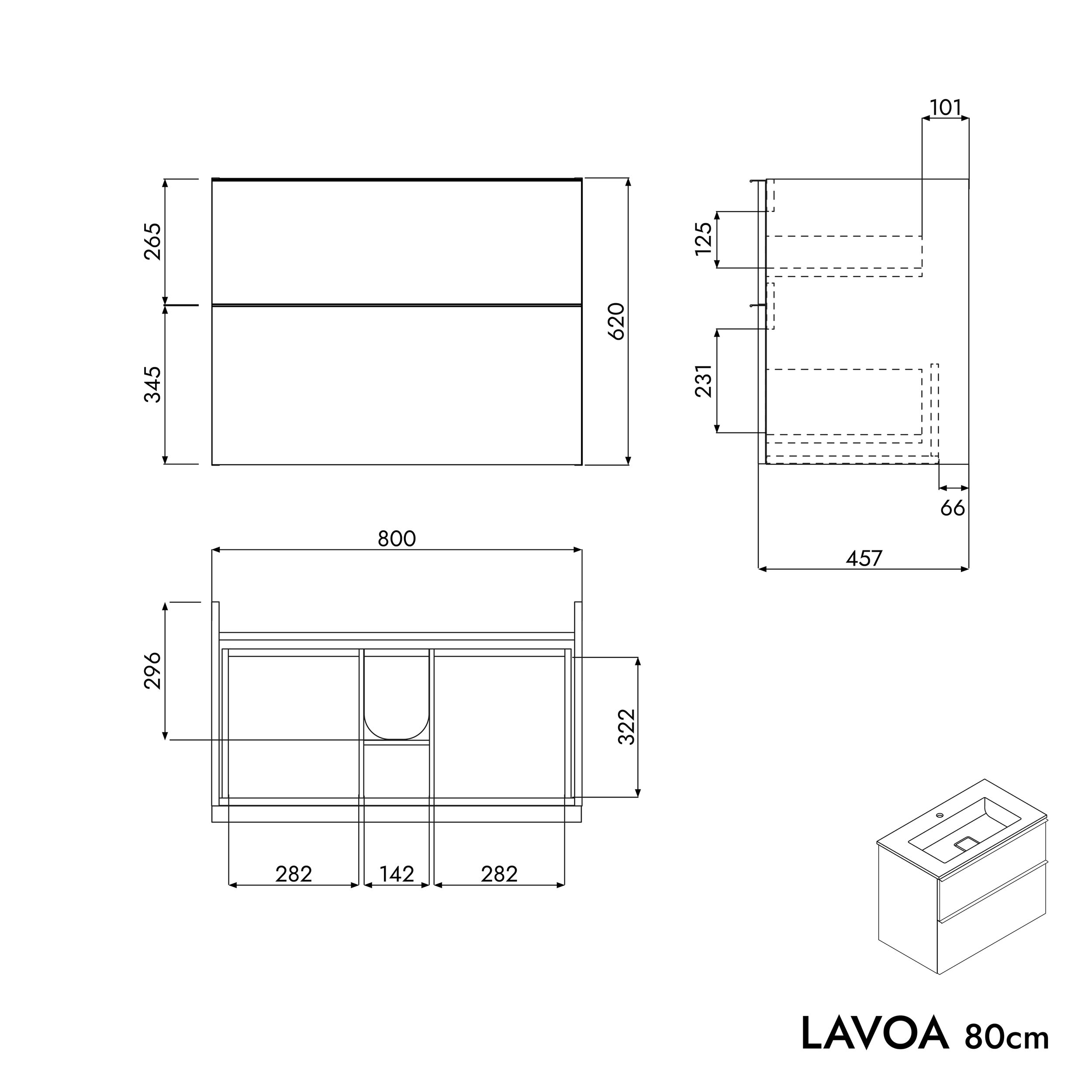 Underskåp LAVOA 80 cm