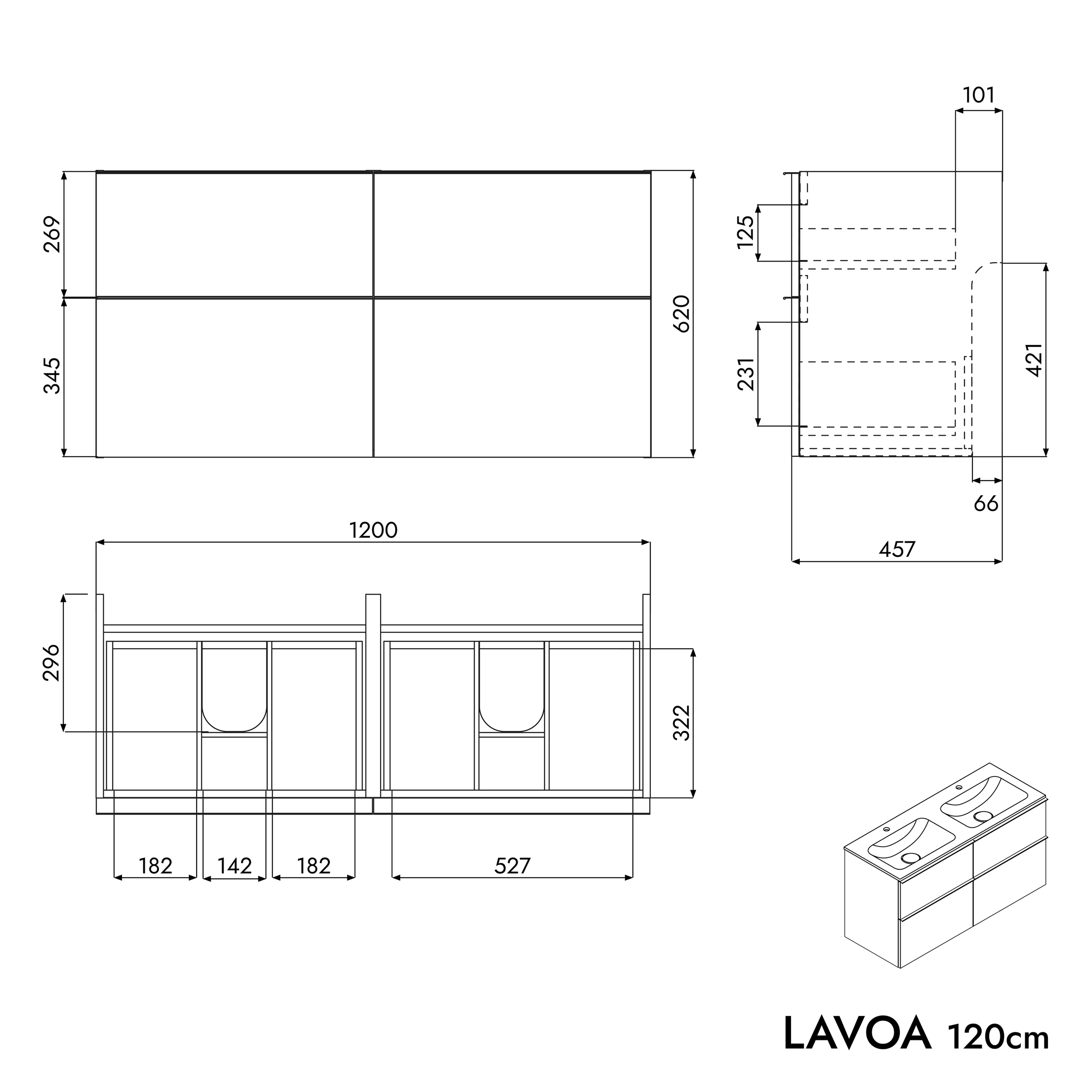 Tvättställsskåp LAVOA 120 cm