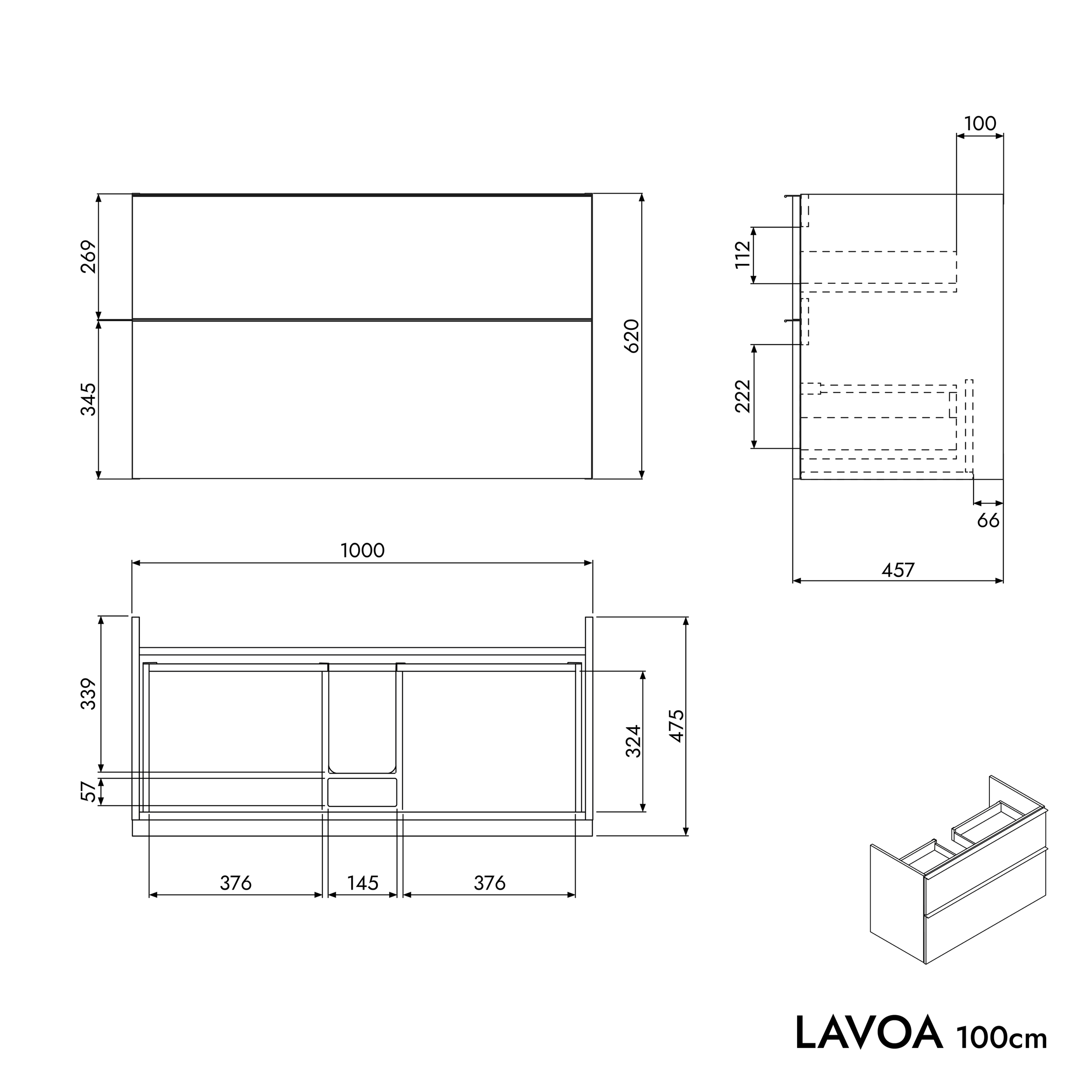 Underskåp LAVOA 100 cm