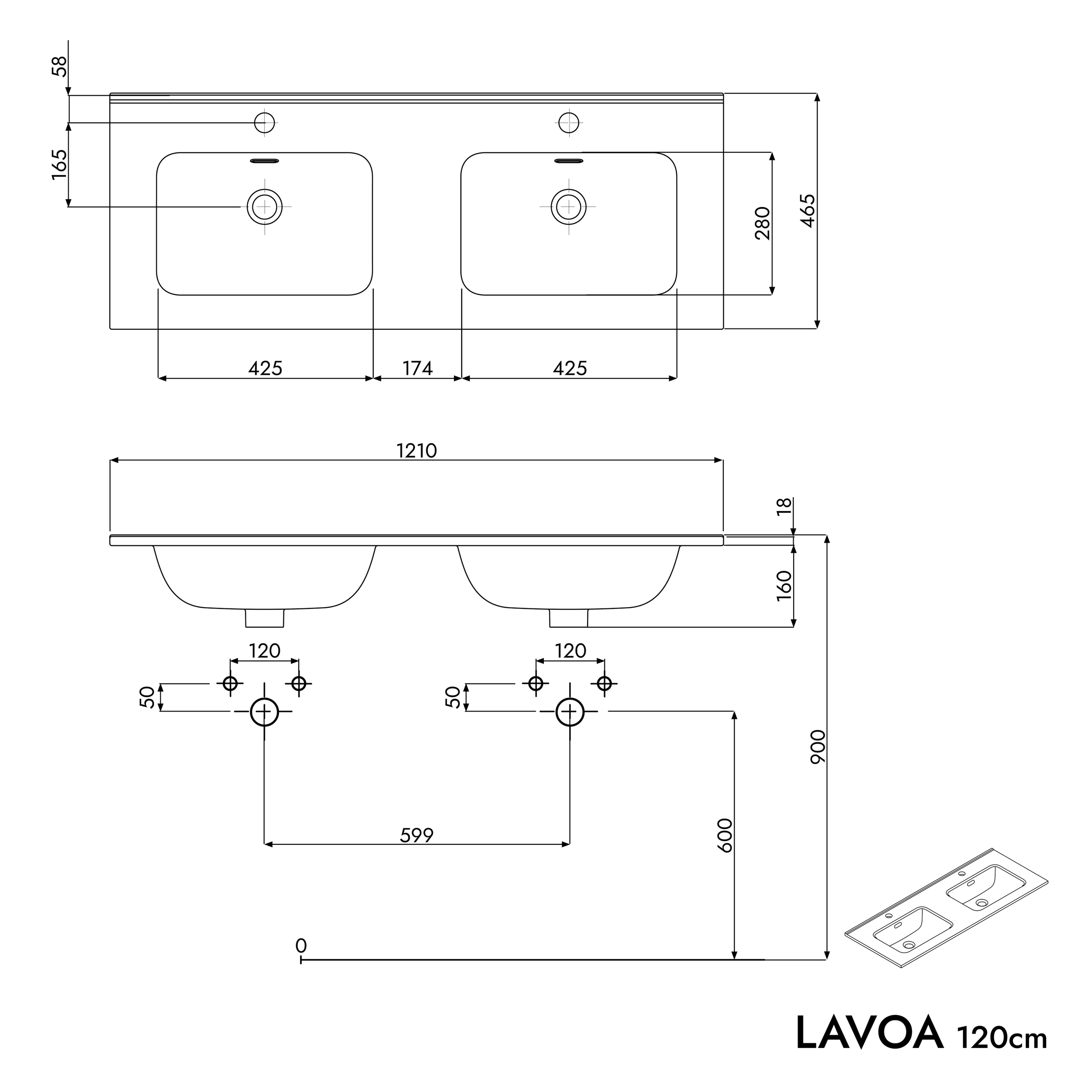 Tvättställsskåp LAVOA 120 cm