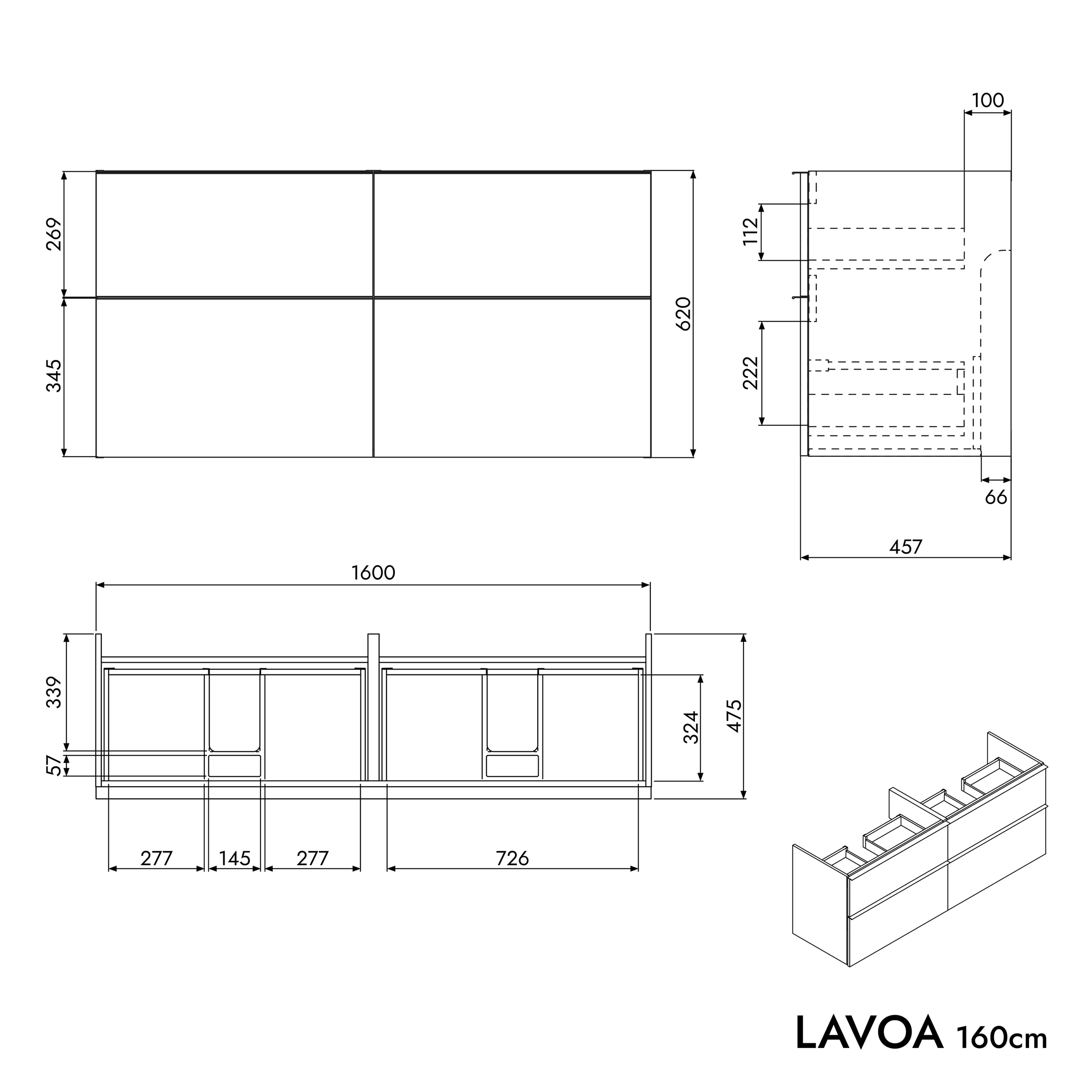 Tvättställsskåp LAVOA 160 cm