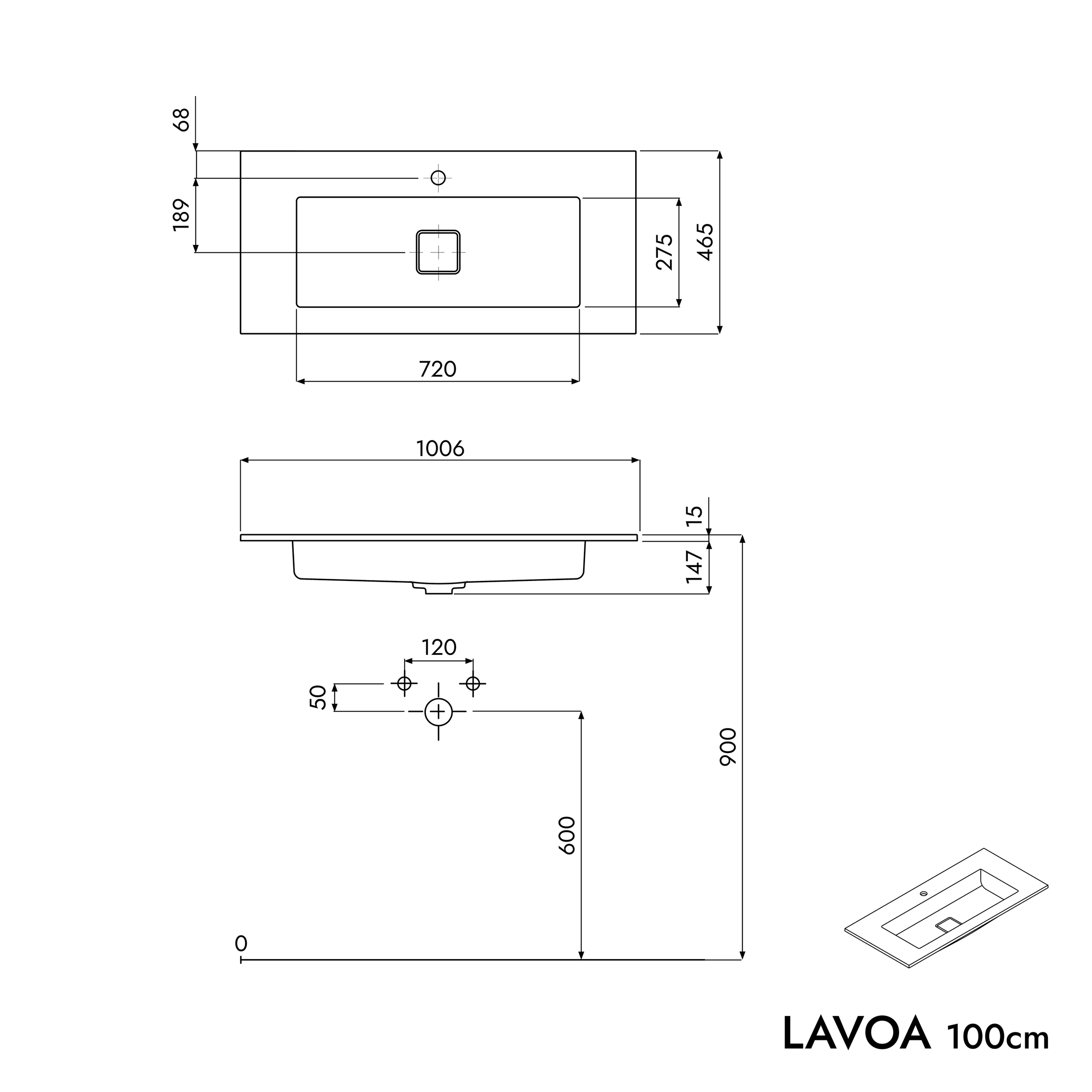 Underskåp LAVOA 100 cm