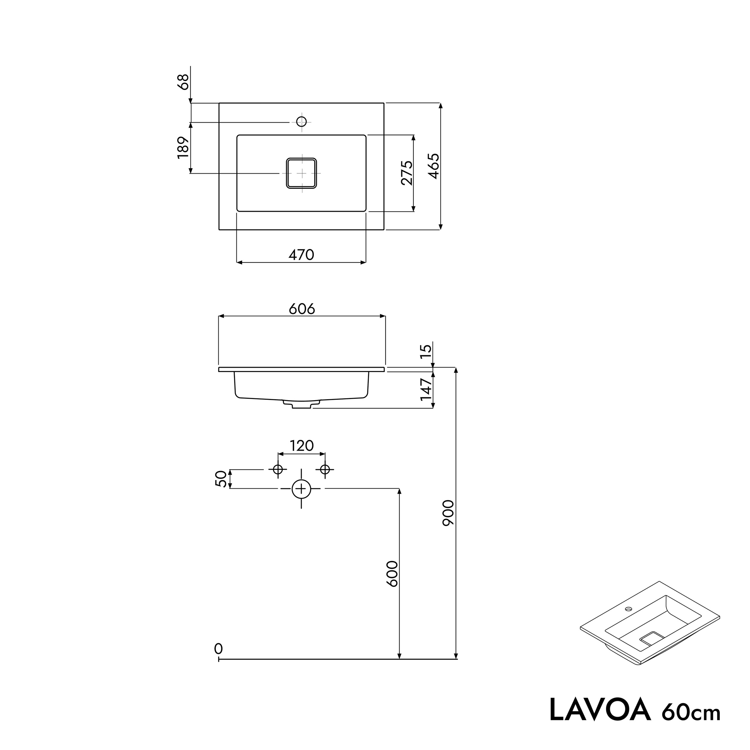 Underskåp LAVOA 60 cm