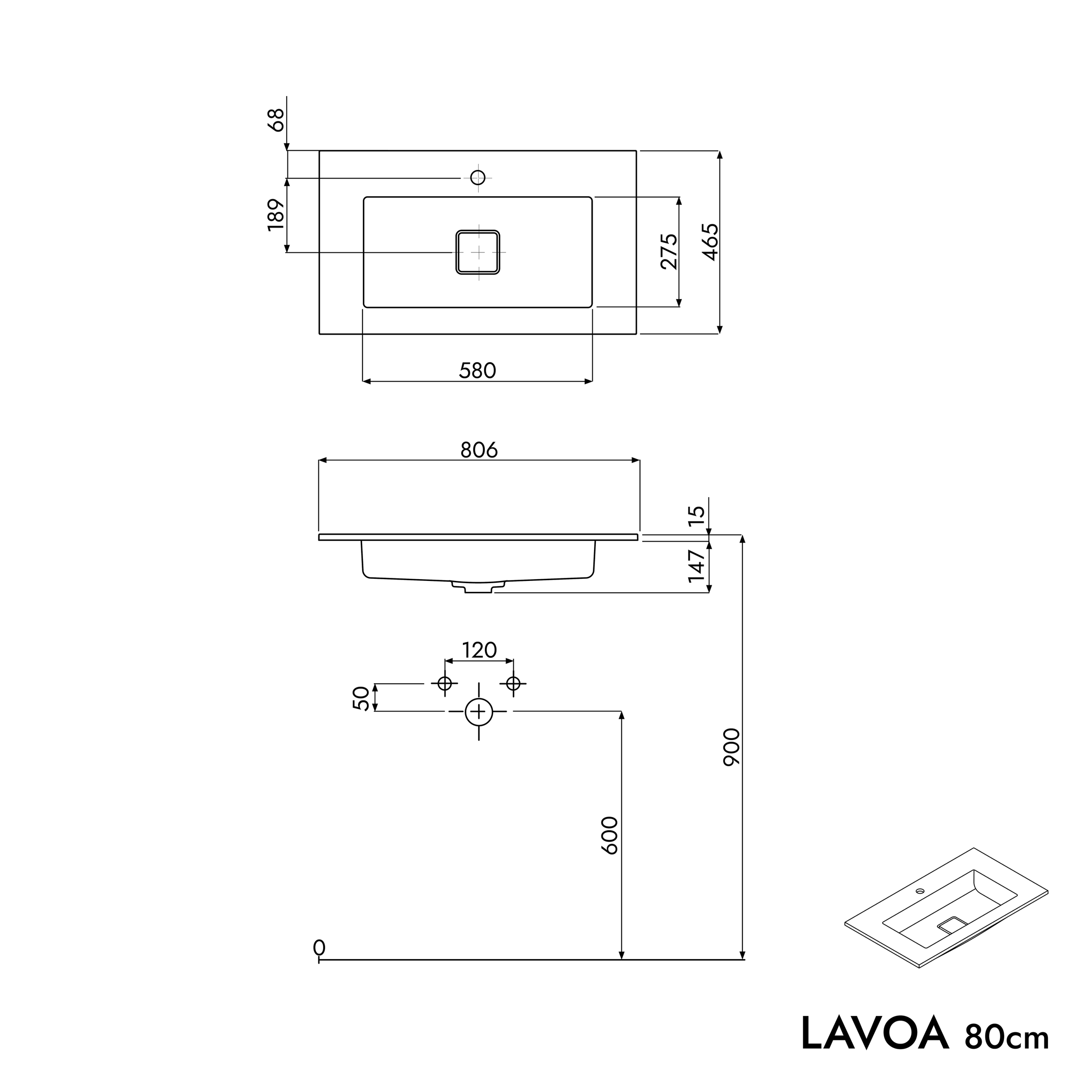 Underskåp LAVOA 80 cm