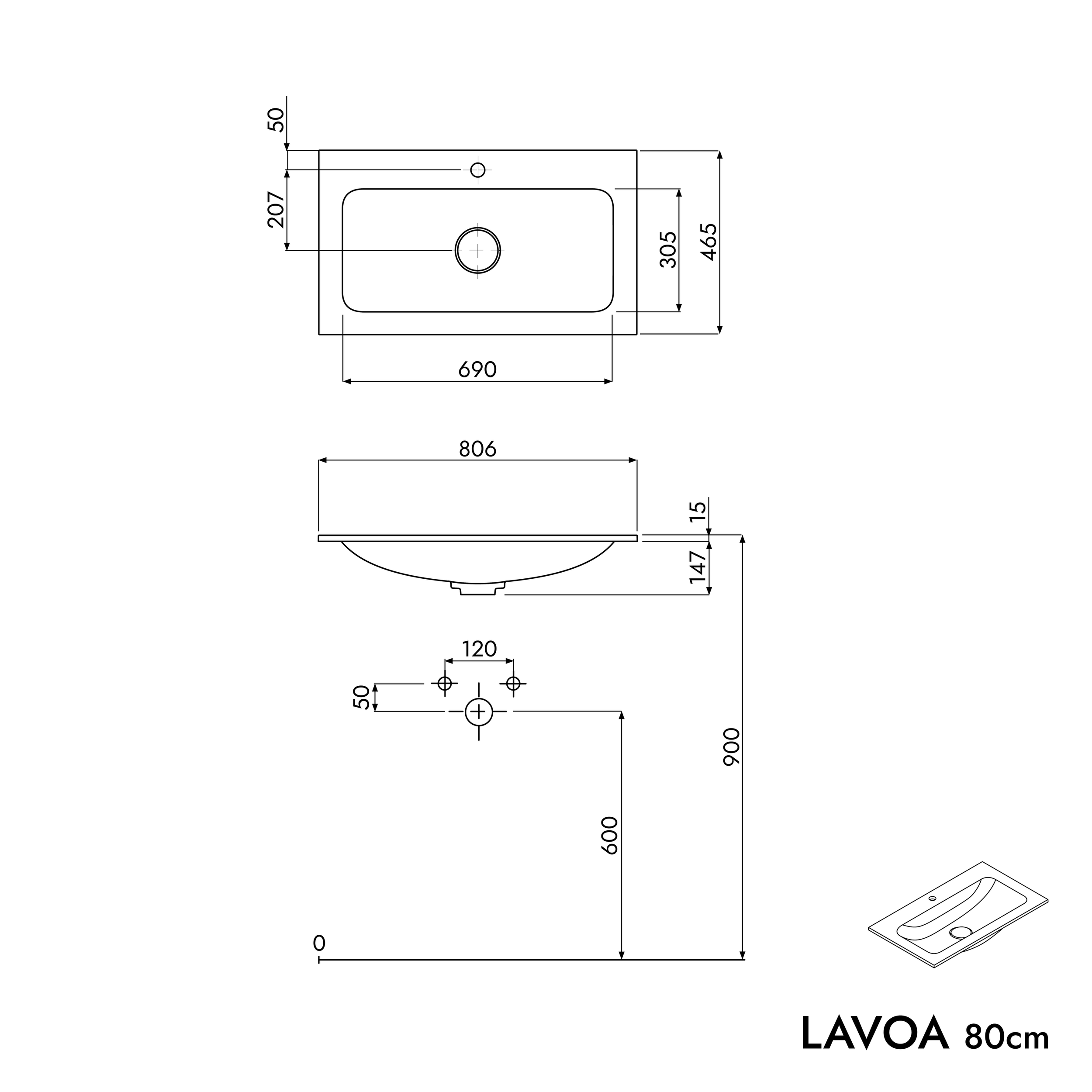 Tvättställsskåp LAVOA 80 cm