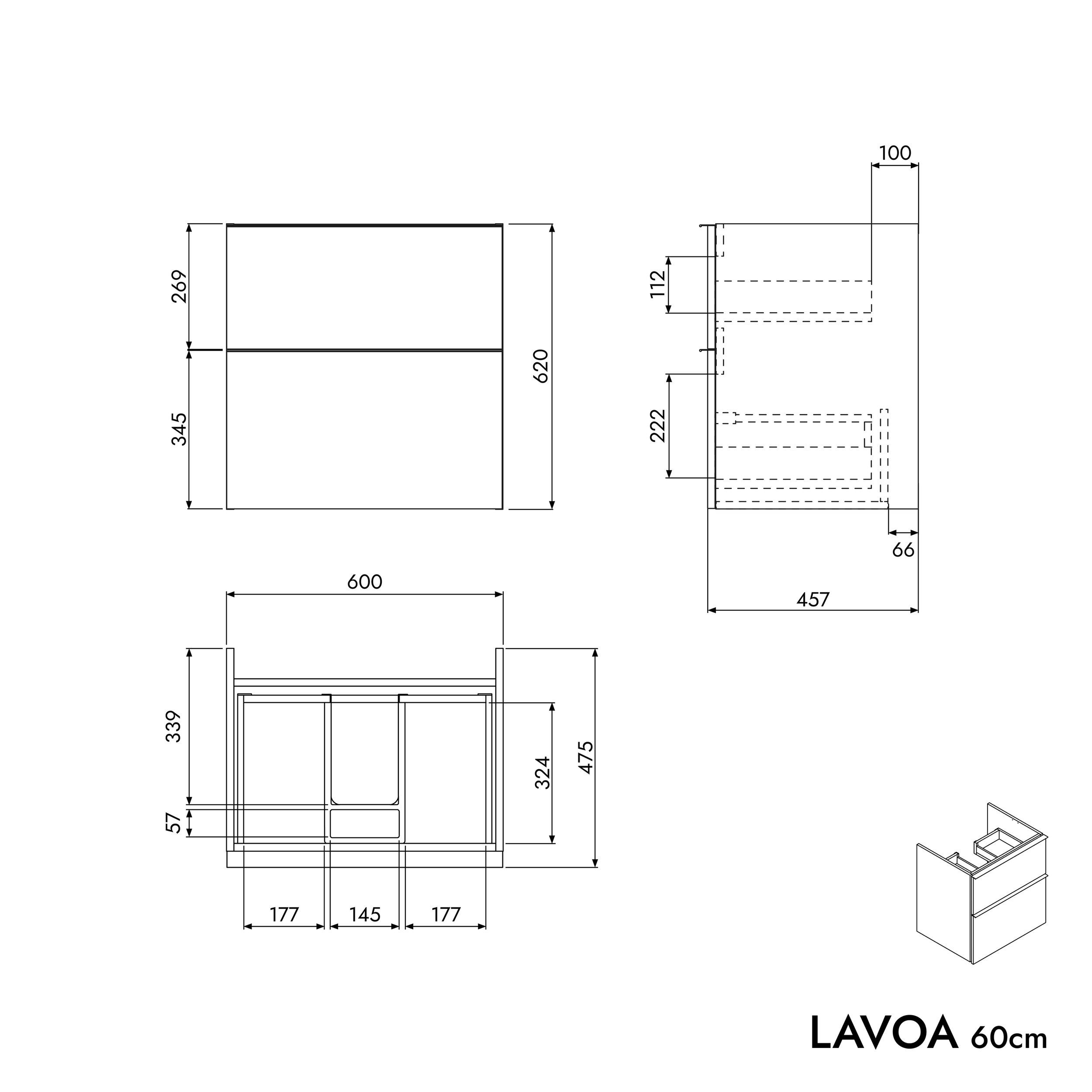 Tvättställsskåp LAVOA 60 cm