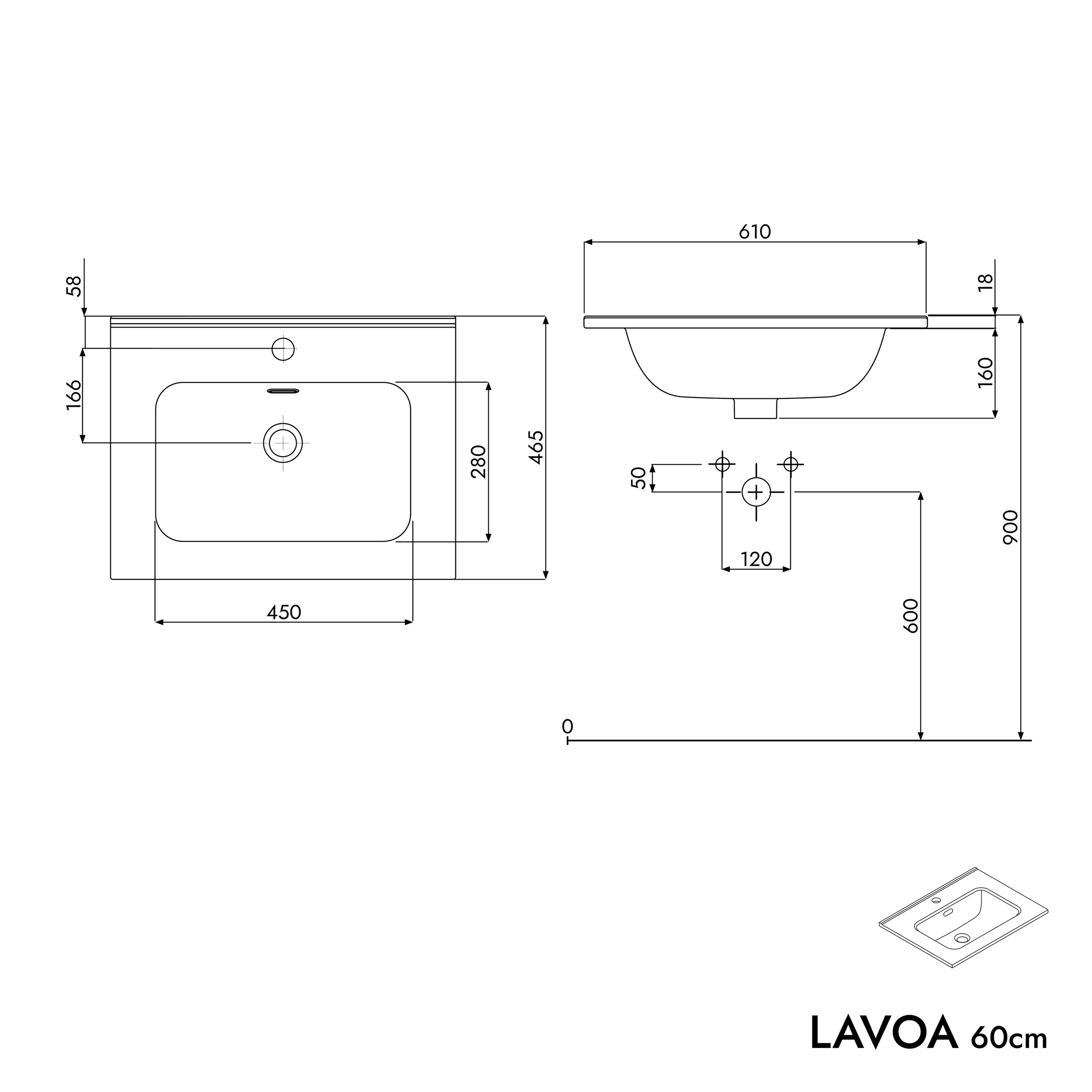 Tvättställsskåp LAVOA 60 cm