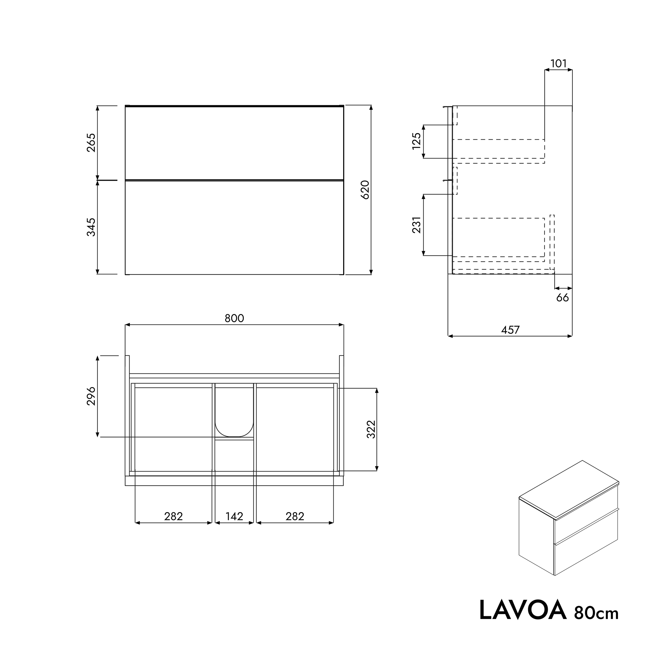 Underskåp LAVOA 80 cm