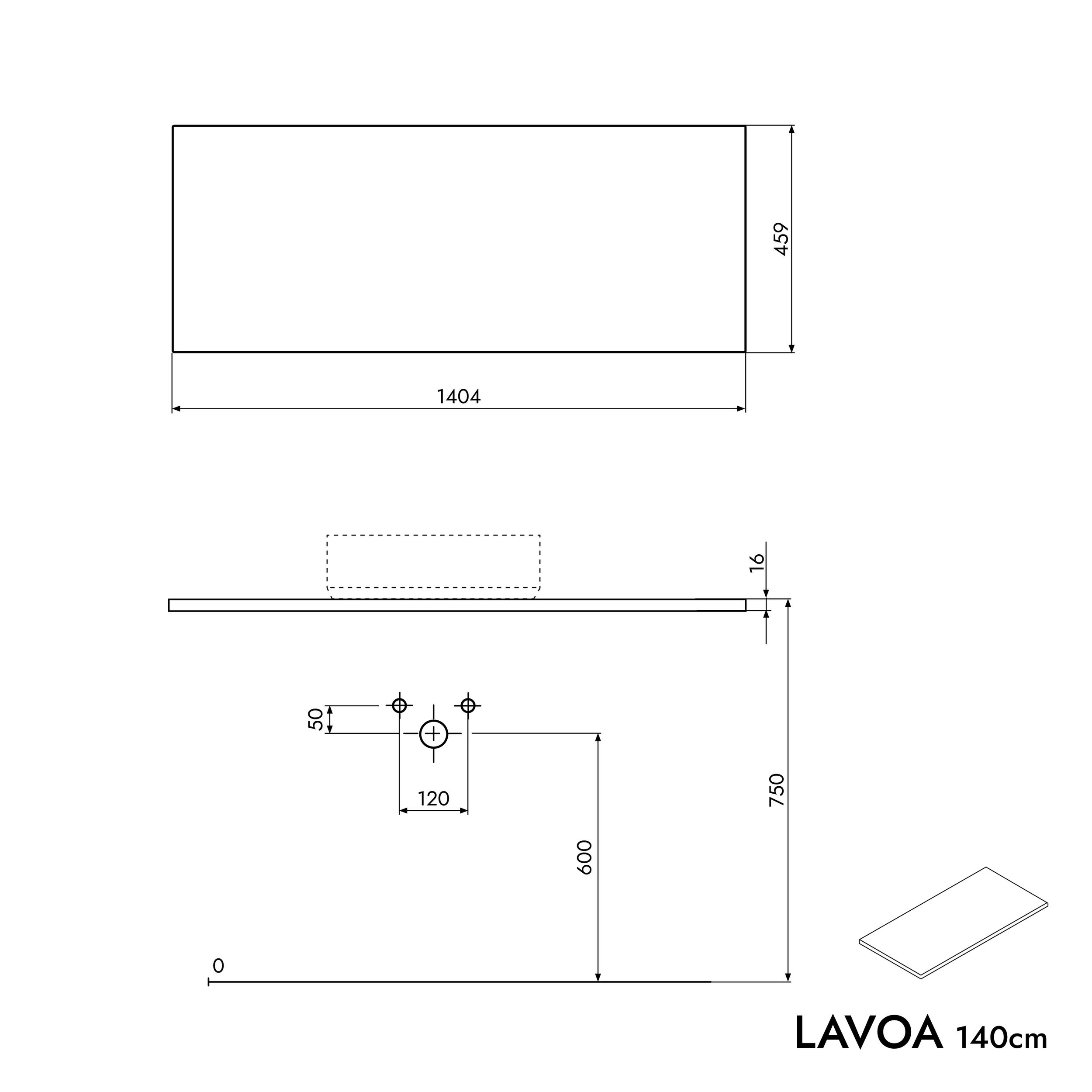 Badrumsmöbel underskåp LAVOA 140 cm