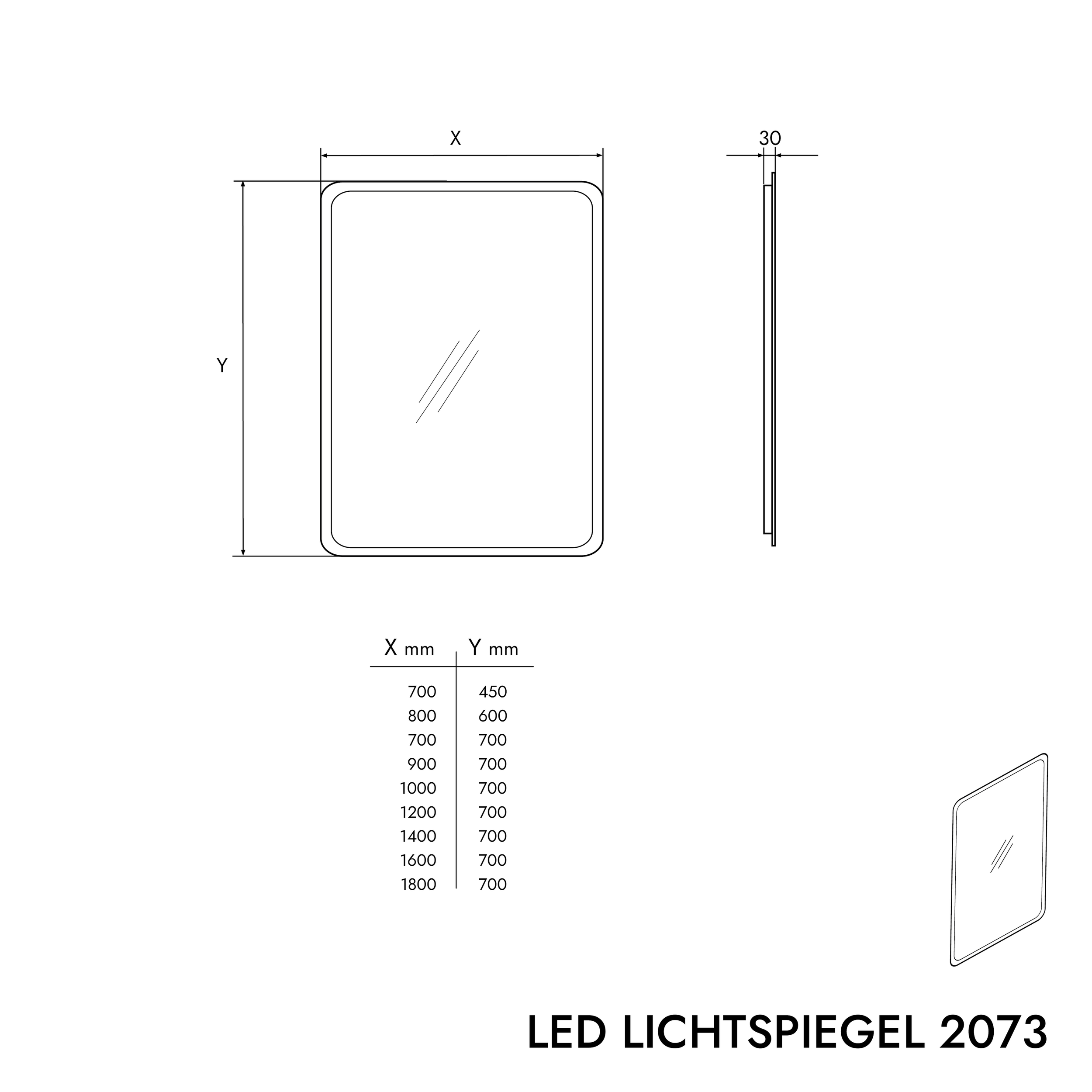 LED ljusspegel badrumsspegel 2073