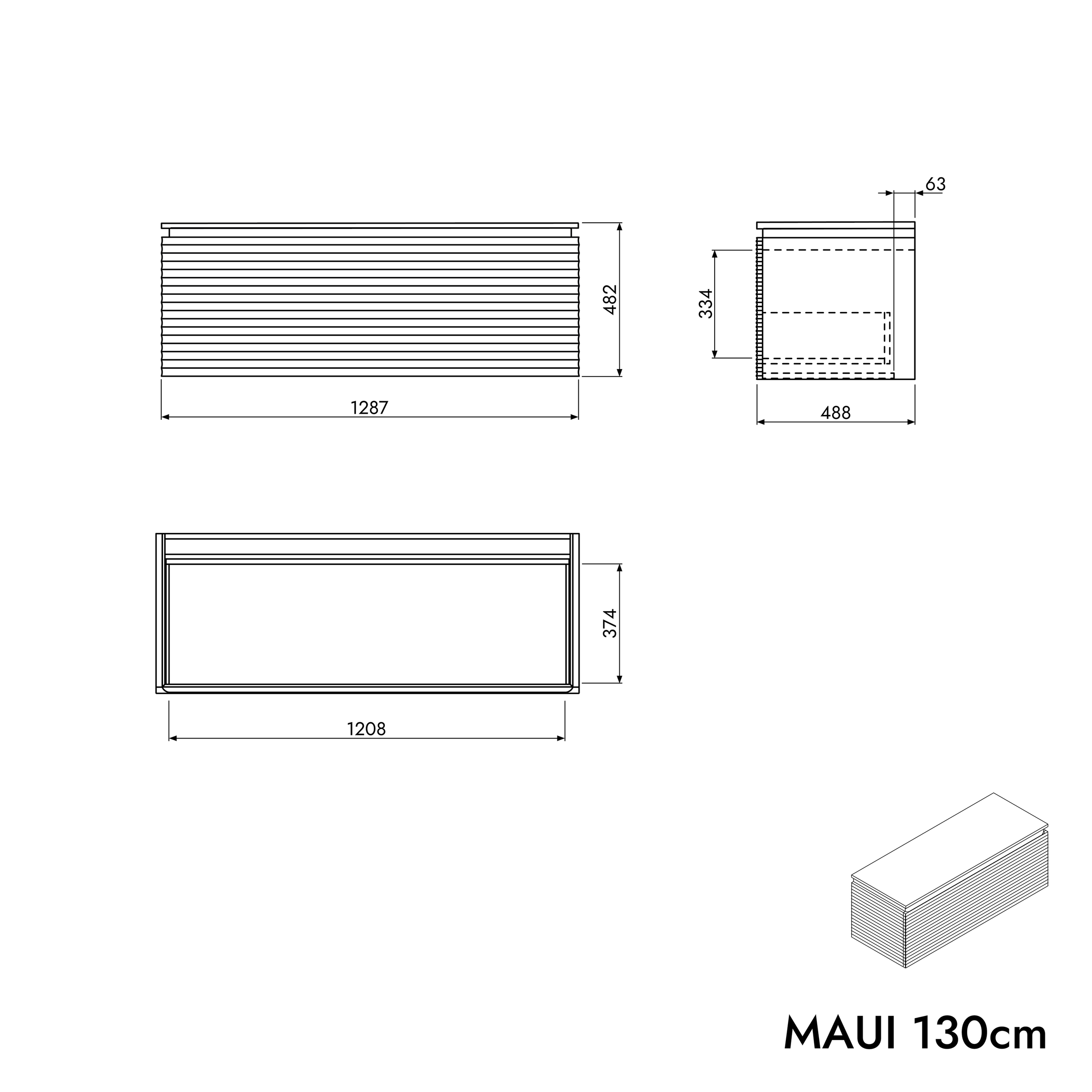Tvättställsskåp MAUI 130 cm