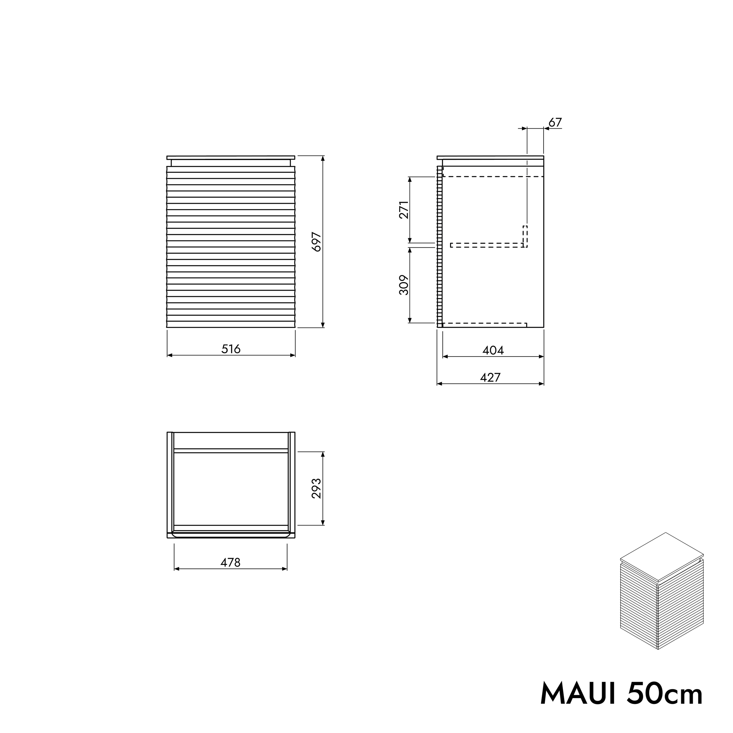 Tvättställsskåp MAUI 50 cm