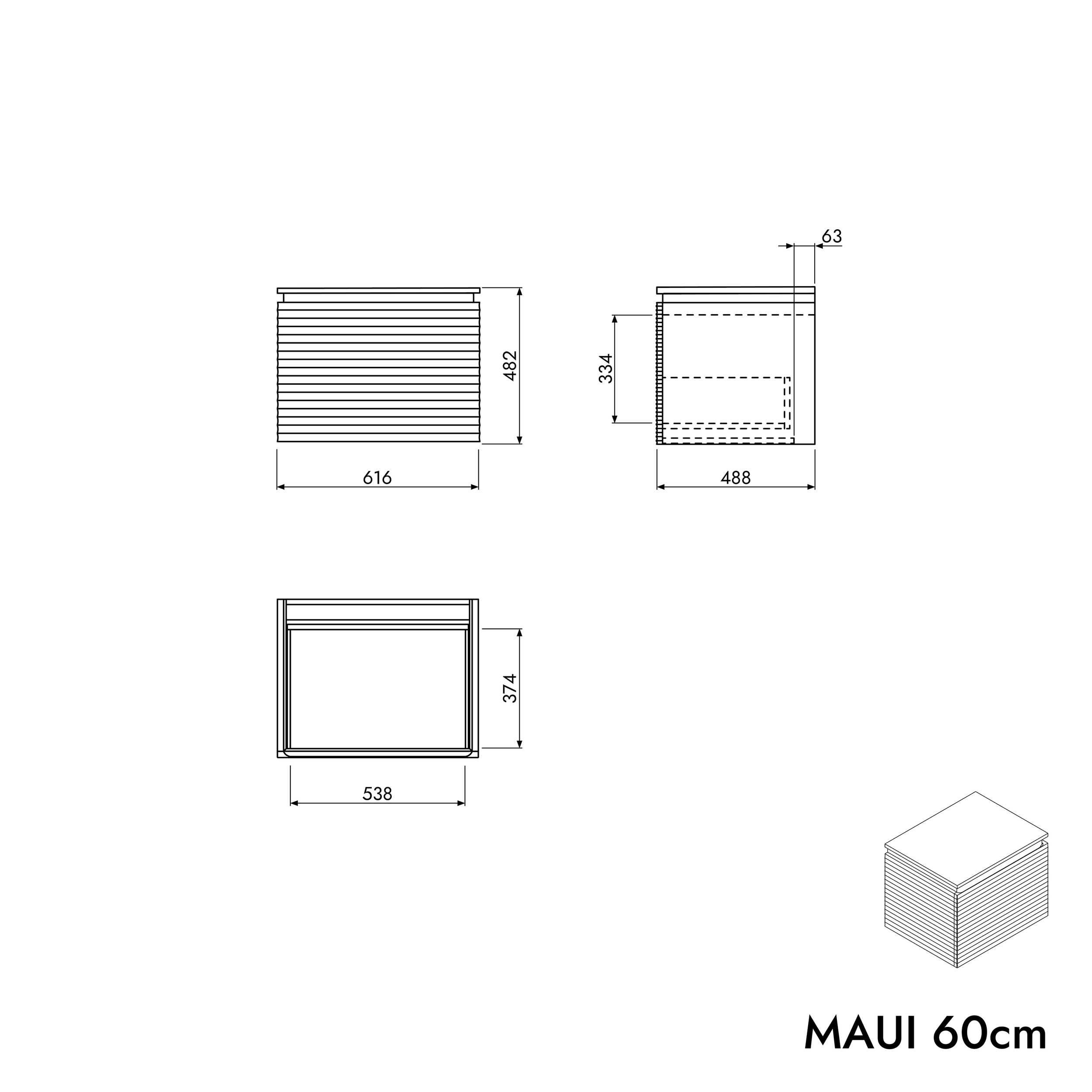Tvättställsskåp MAUI 60 cm
