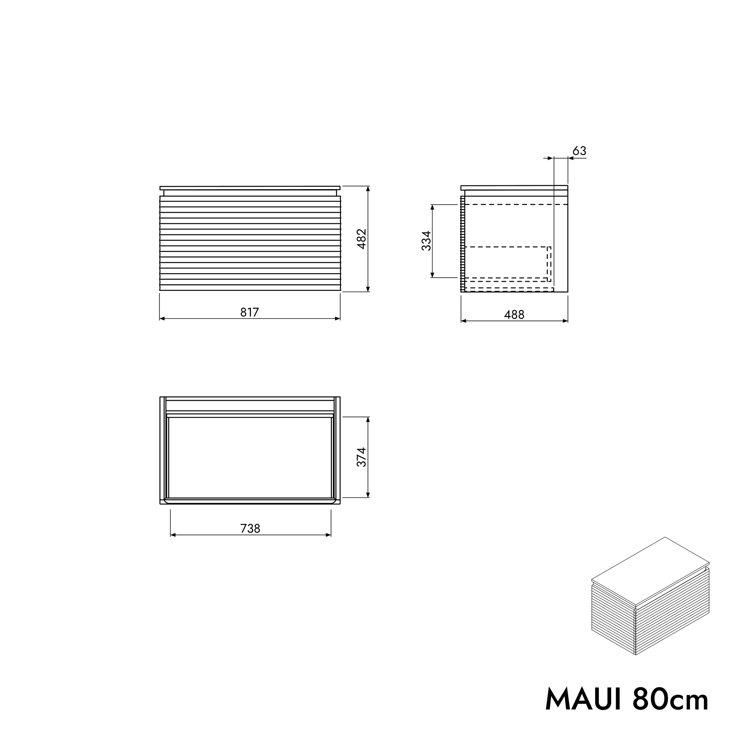 Tvättställsskåp MAUI 80 cm