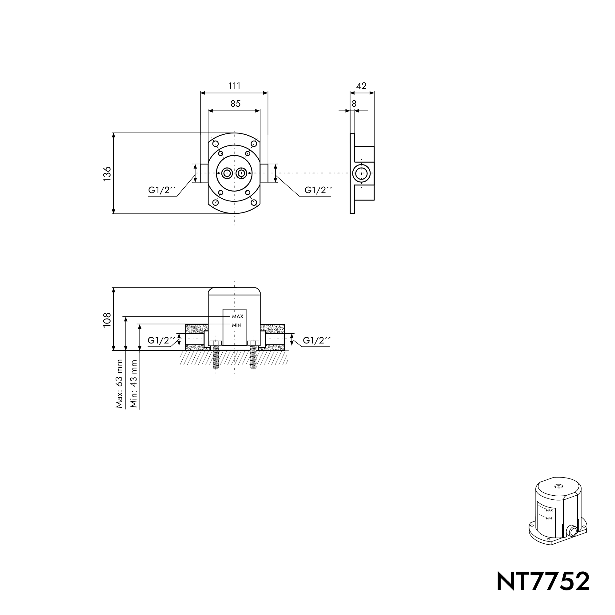 Fristående badkarblandare NT7752