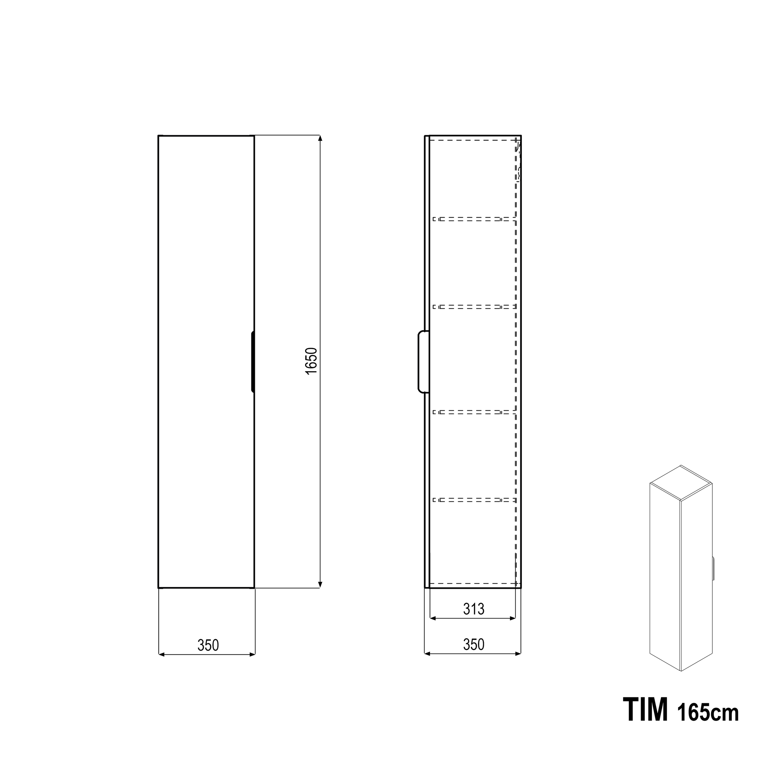 Högskåp TIM 165 cm