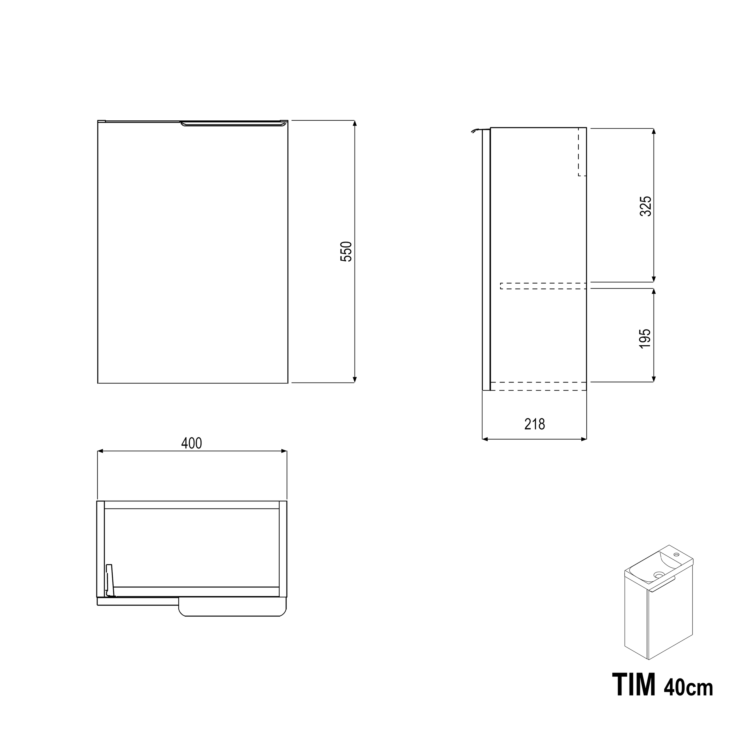 Tvättställsskåp TIM 40 cm