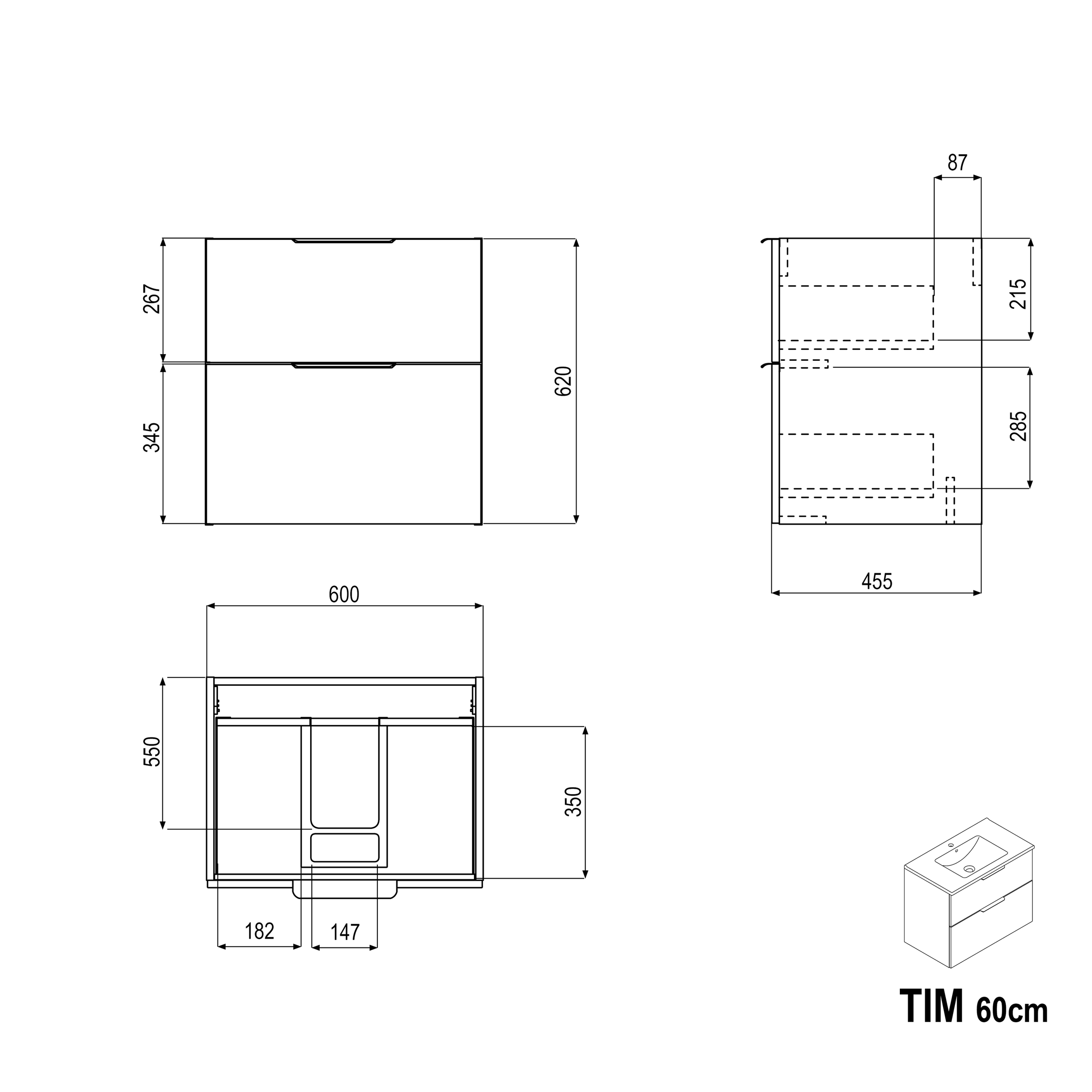 Tvättställsskåp TIM 60 cm