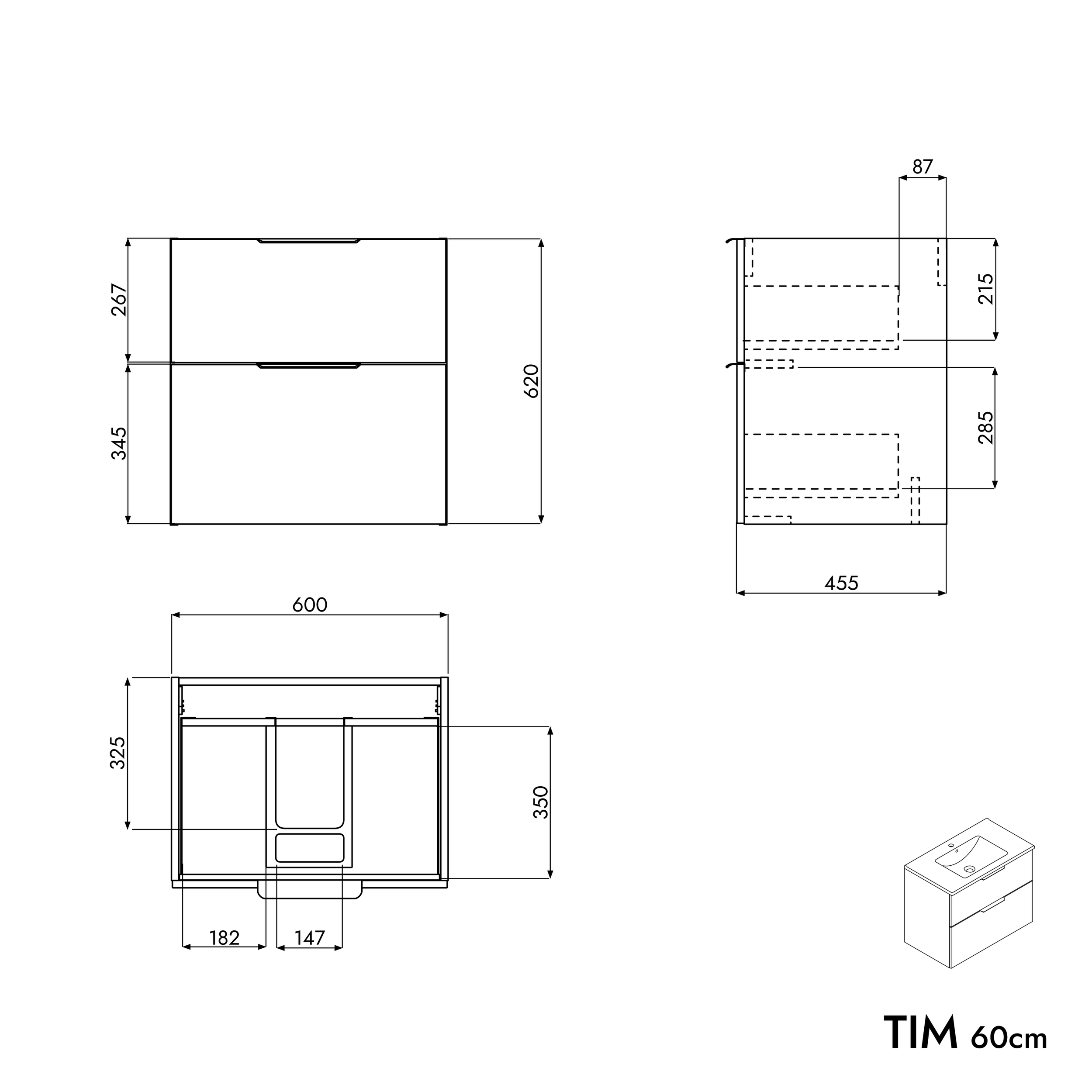 Tvättställsskåp TIM 60 cm
