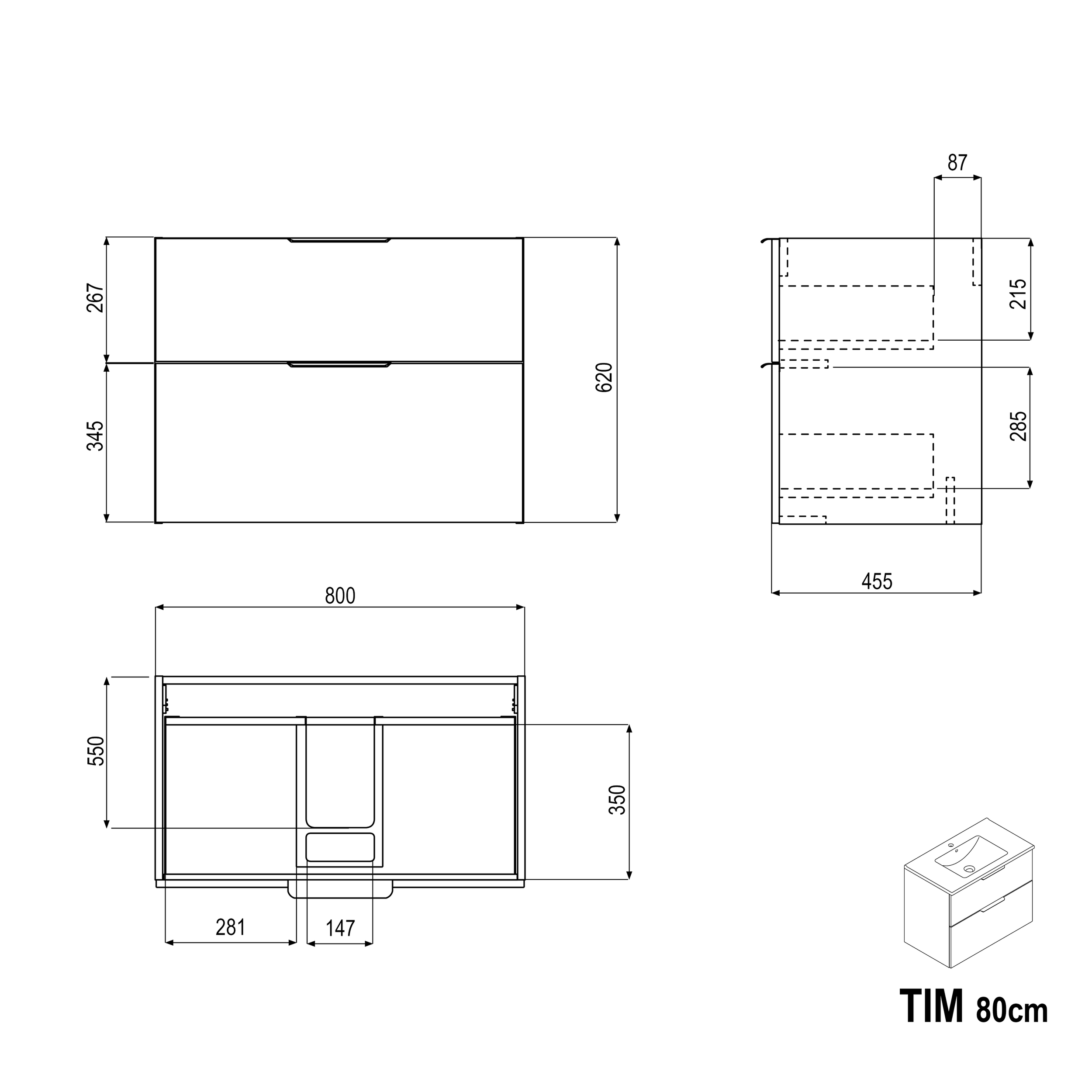 Underskåp TIM 80 cm