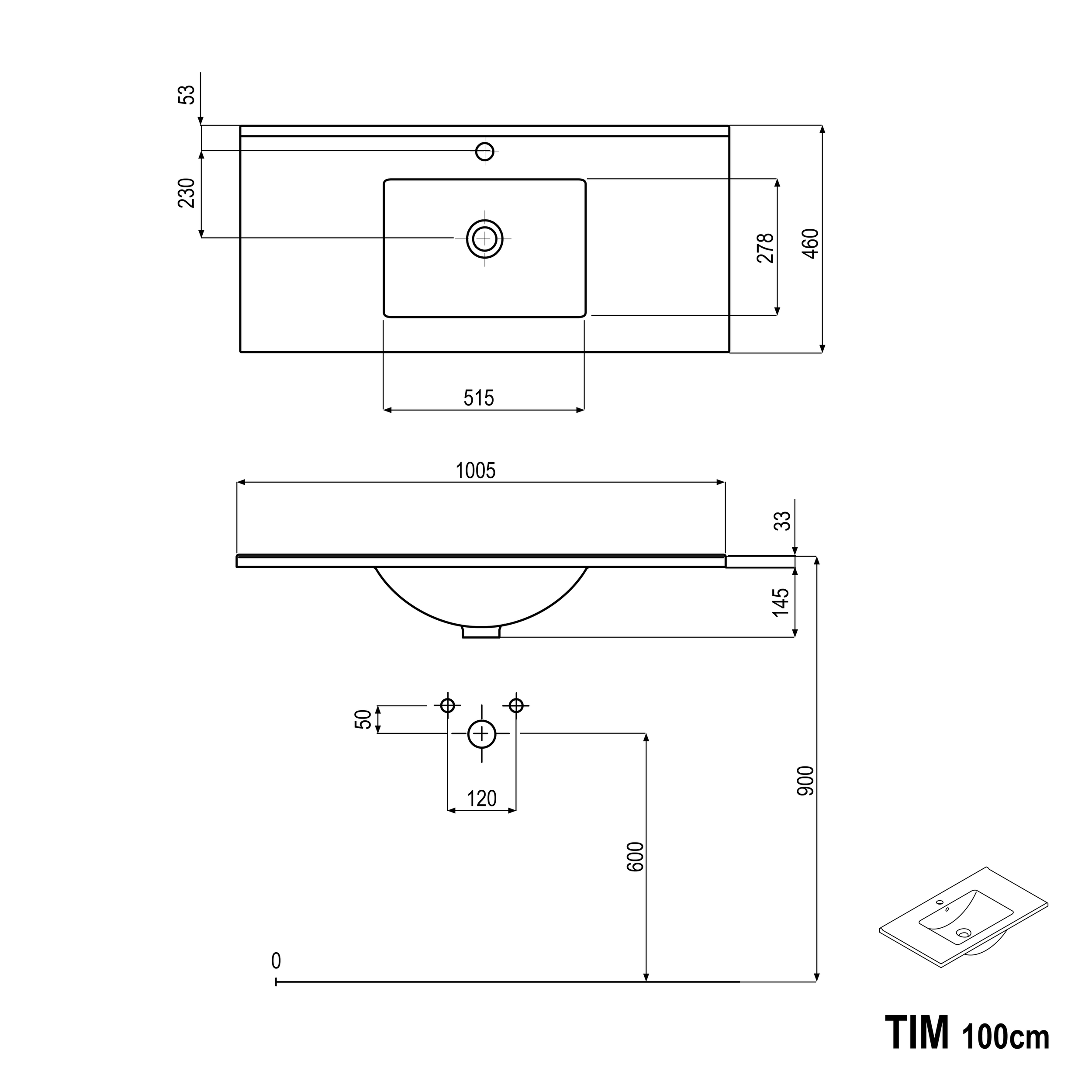 Tvättställsskåp TIM 100 cm