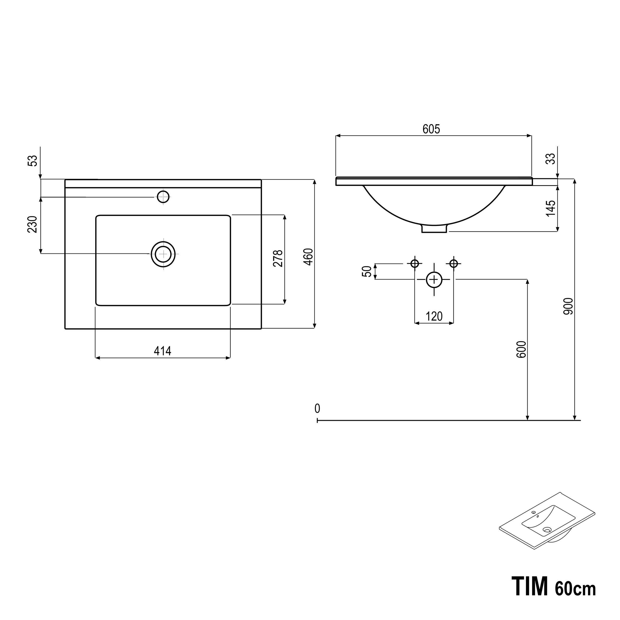 Tvättställsskåp TIM 60 cm