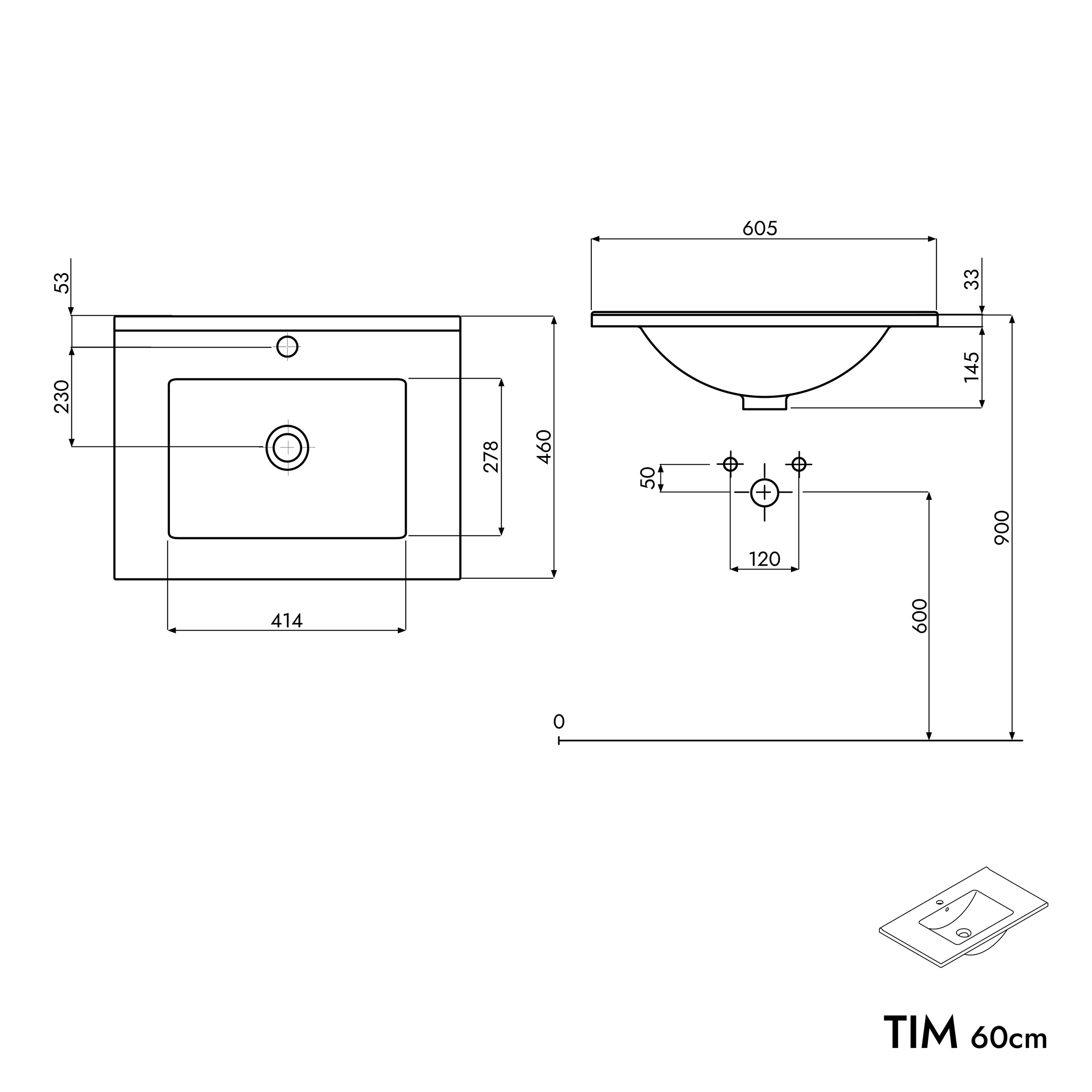 Badrumsmöbel set TIM 60 cm med tvättställ