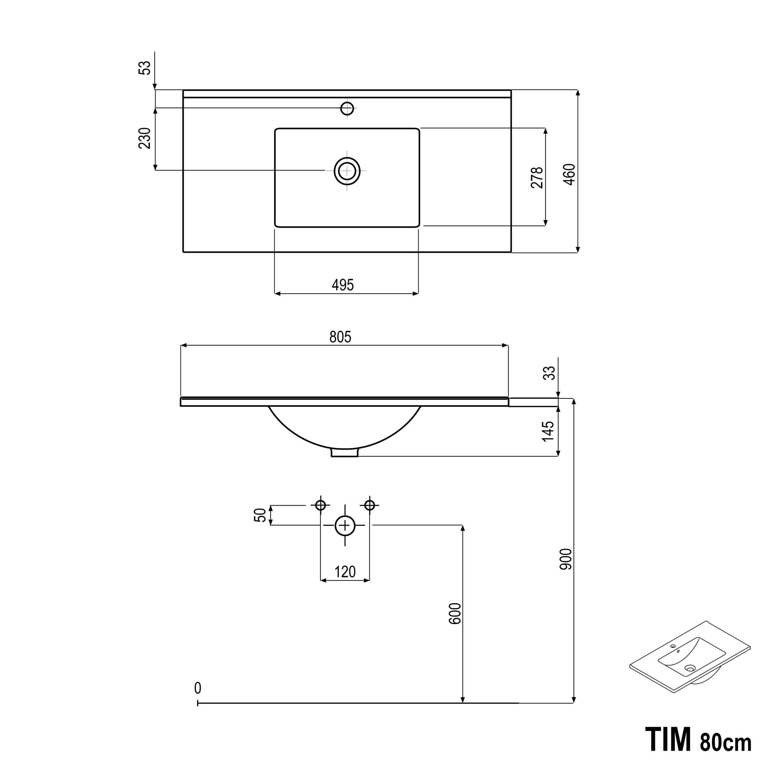 Tvättställsskåp TIM 80 cm